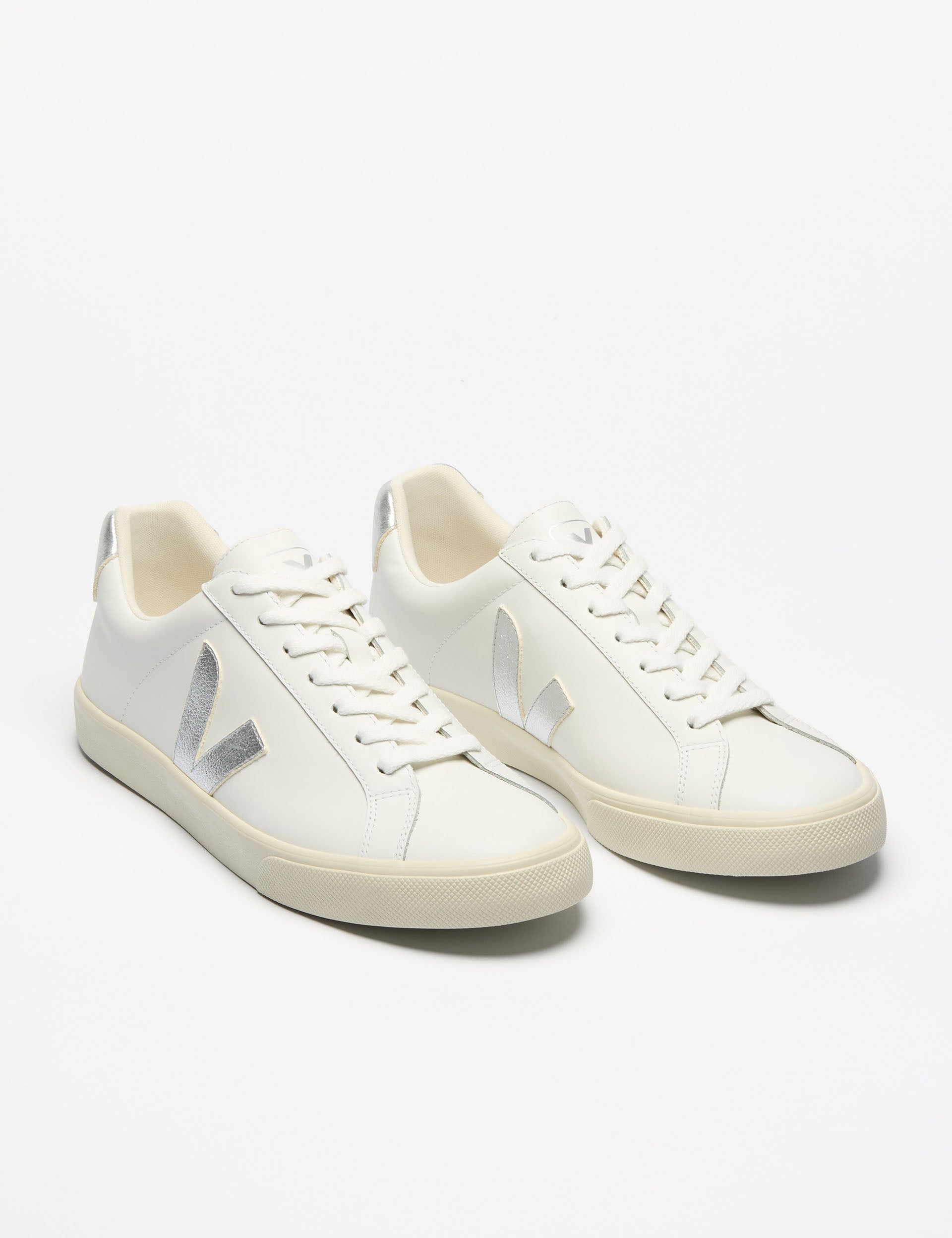 Esplar Genuine Leather Sneakers - White & Silver Colorway | Stylish & Comfortable for Casual Wear, Work & Everyday Outfits