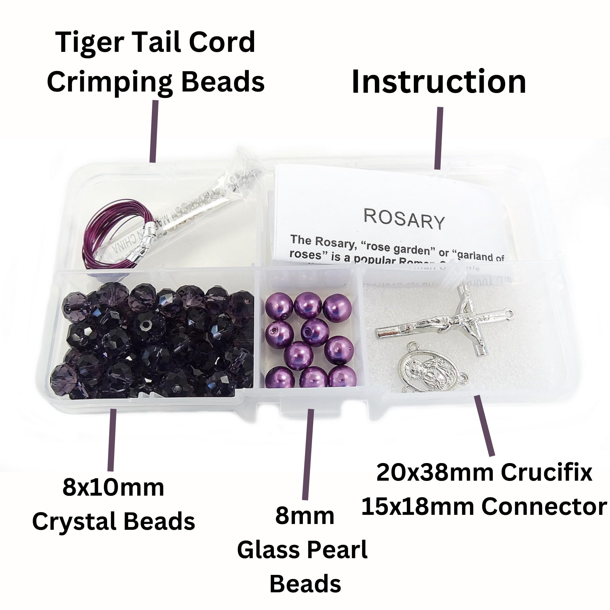 Linpeng Rosary Making Kit - Purple Catholic Prayer Beads, DIY Jewelry Supplies for Crafters, Perfect Gift for Beaders & Religious Devotion, Home Prayer & Meditation Accessories