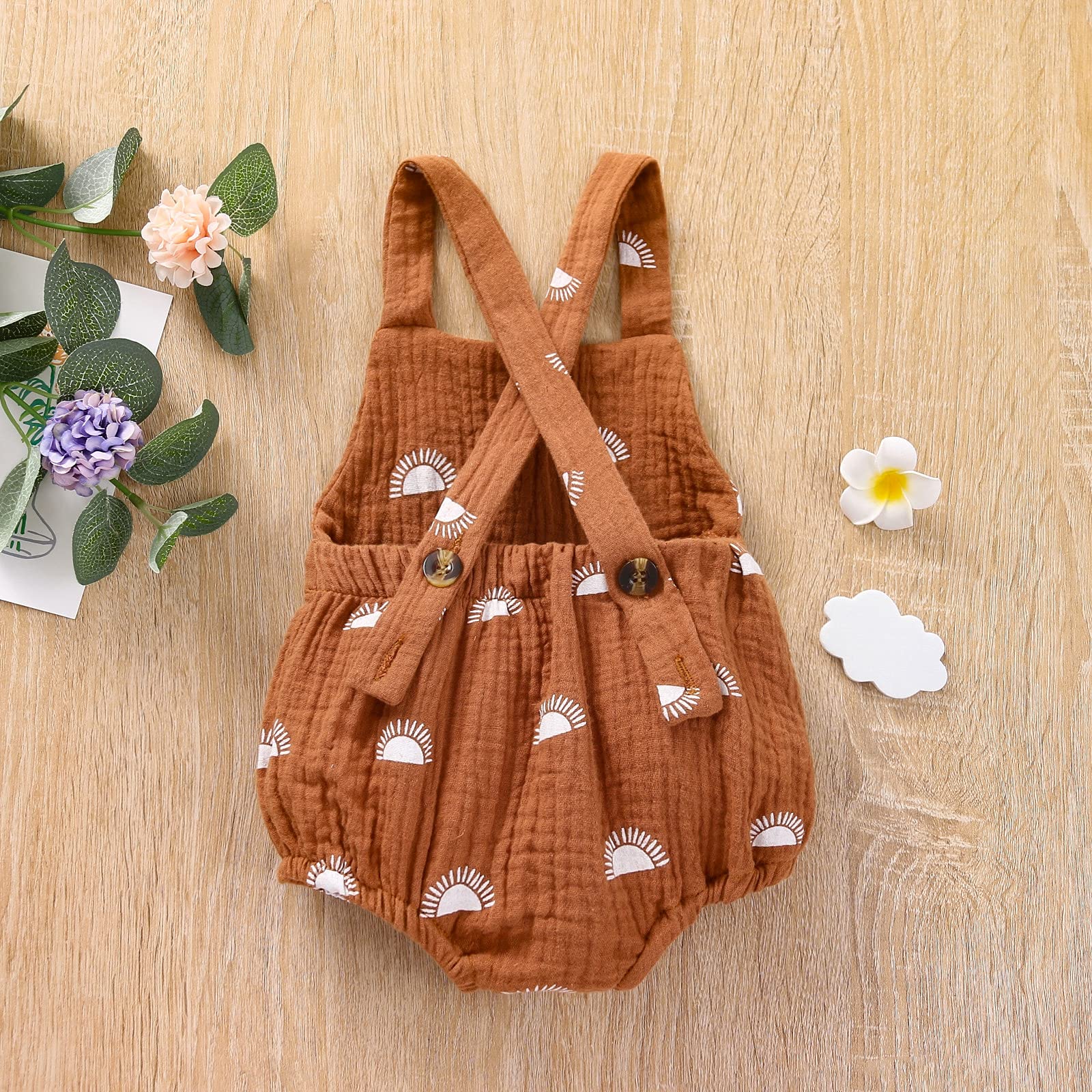 Newborn Baby Boy & Girl Sleeveless Romper Bodysuit - 100% Cotton Summer Outfit | Backless Overalls for Infants | Perfect for Playtime, Beach & Photo Shoots