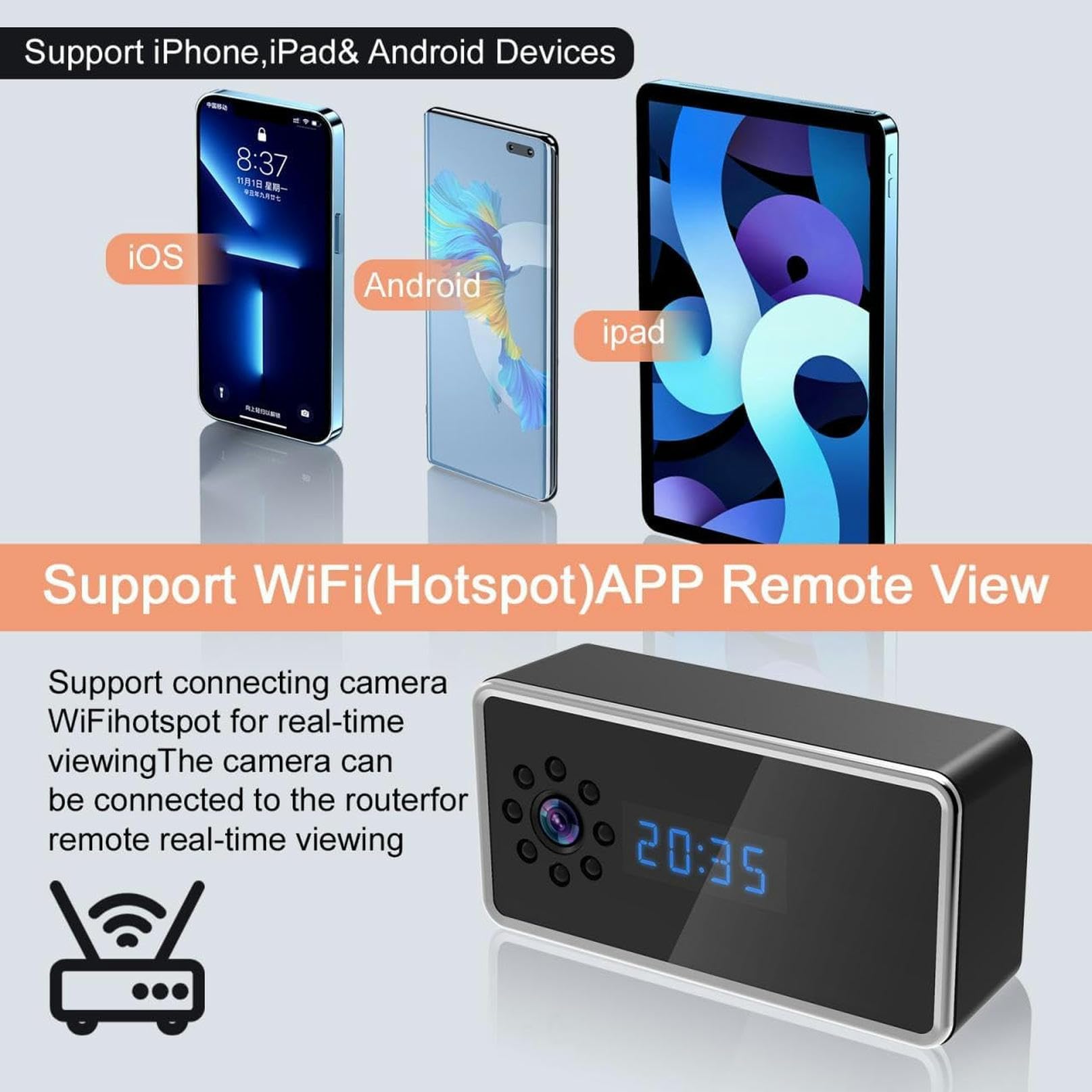 FKINGLRK WiFi Home Security Camera - 1080P Hidden Spy Camera with Audio, Motion Detection & Remote Monitoring | Ideal for Nanny Cams, Baby Monitors & Home Surveillance