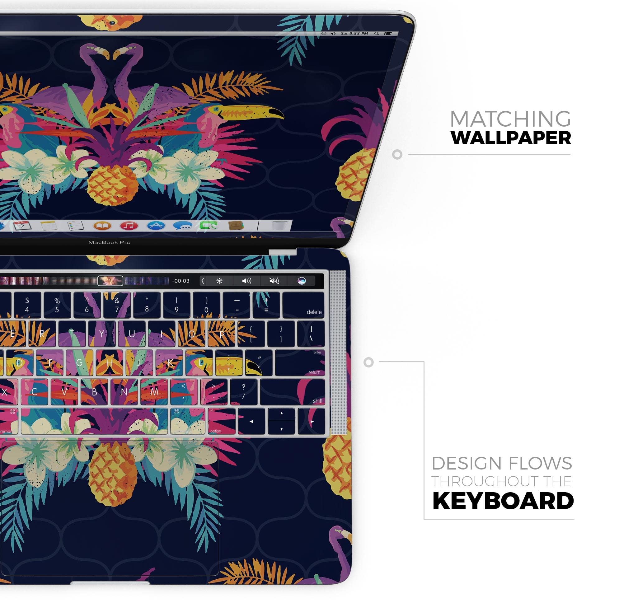 Tropical Neon Summer Full-Body Wrap Decal Skin for MacBook Air 13