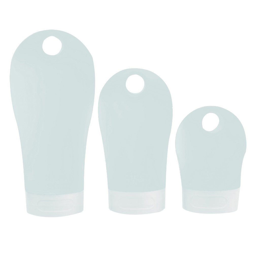 Gemini_mall® TSA Approved Silicone Travel Bottles - Leak-Proof, Squeezable & Refillable Cosmetic Containers for Shampoo, Conditioner, Lotion (38ml/1.28oz, Clear White) - Perfect for Air Travel, Gym, Camping & Toiletries Organization