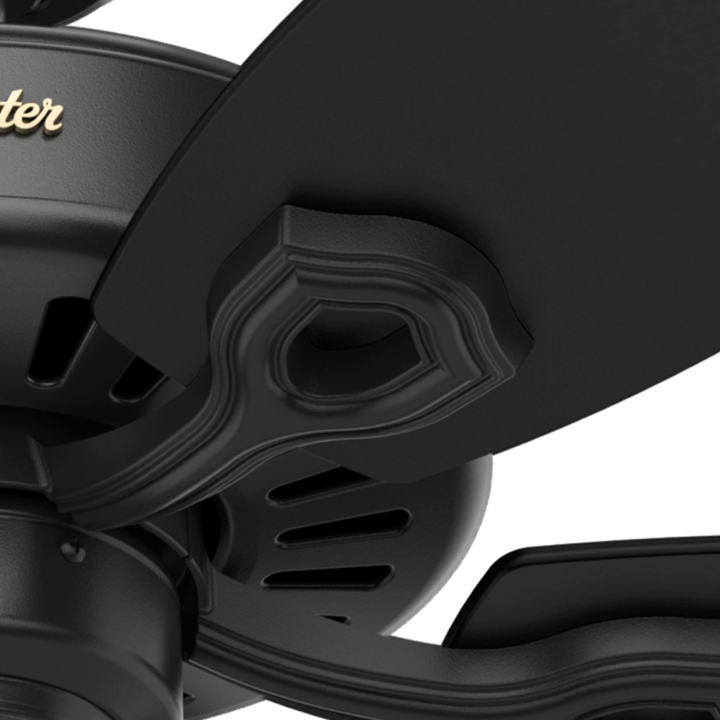 Hunter Fan Company 53243 Builder Elite 52 Inch Indoor Ceiling Fan with Pull Chain Control, Matte Black - Perfect for Living Room, Bedroom, and Home Office Cooling