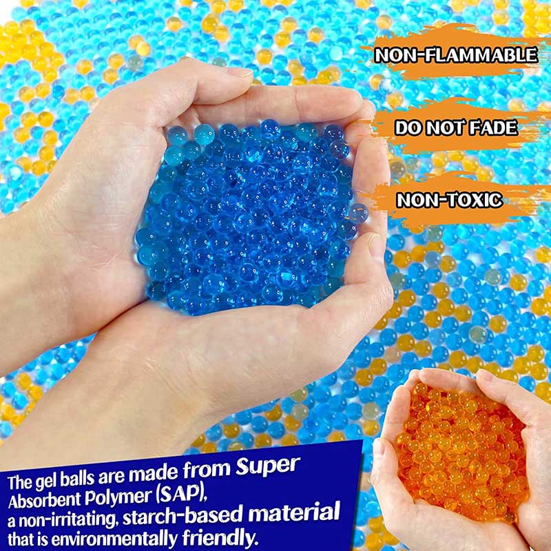 7-8mm Gel Splatter Ball Blaster Refill Ammo - 80,000 PCS (Blue & Orange) for Outdoor Water Games, Team Battles, and Summer Fun Activities