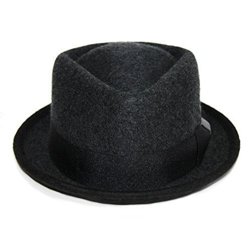 Men's Wool Felt Diamond Crown Porkpie Hat - Stylish Casual Wear