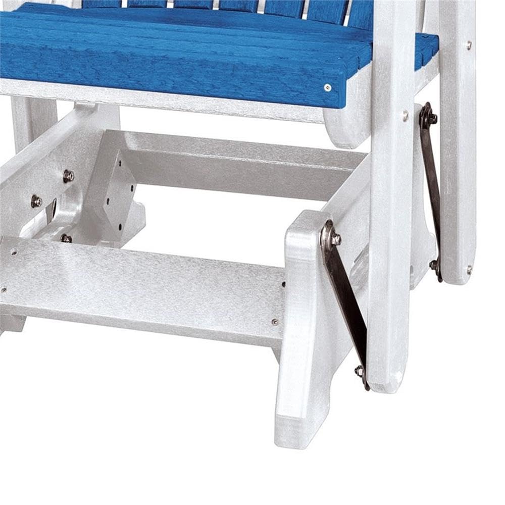 American Furniture Classics Fan Back Glider Rocking Chair - Blue Outdoor Patio Swing for Porch, Garden & Backyard Relaxation