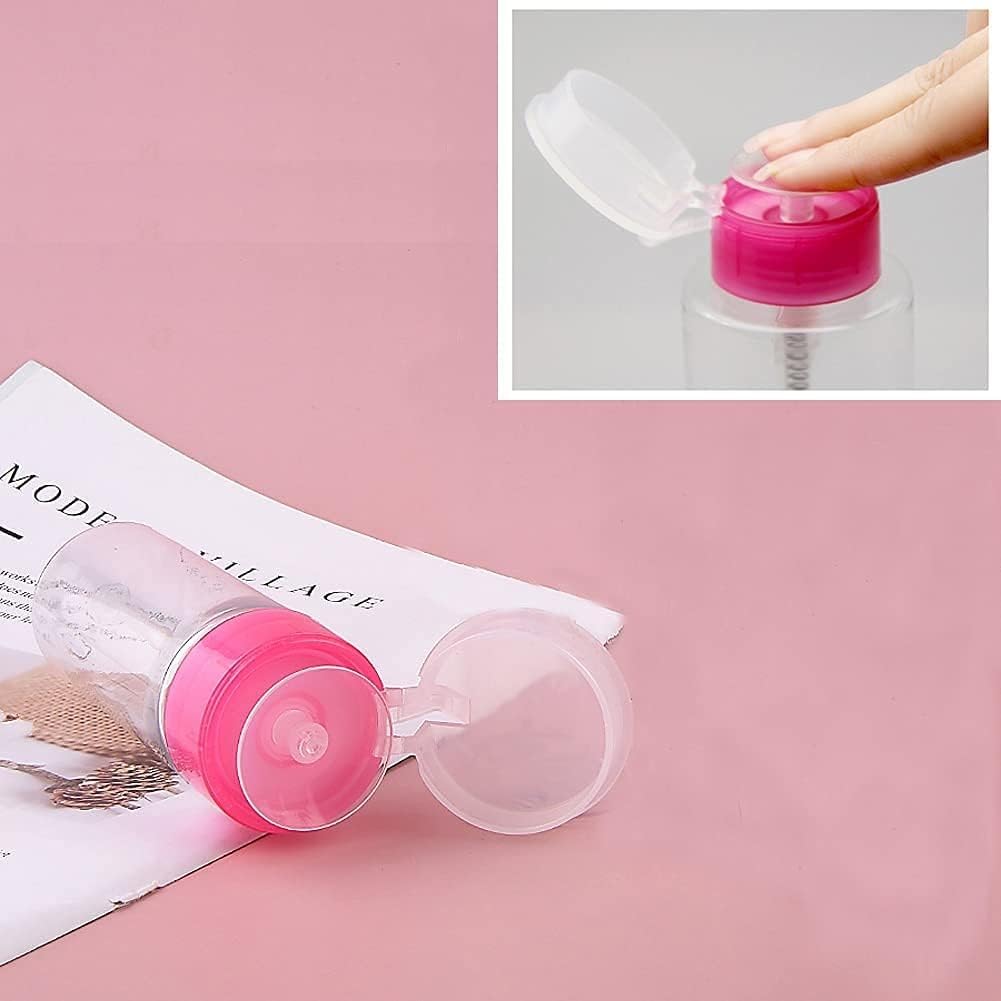60ml Nail Polish Remover Pump Dispenser - Push Down Cleanser Bottle for Nail Art & Makeup Removal - Portable Liquid Container for Salon, Home & Travel Use