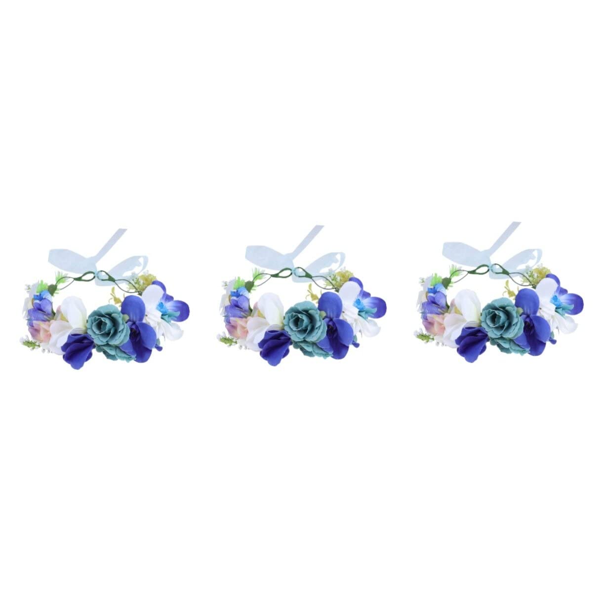 FRCOLOR 3 Pack Floral Headpiece Wreath - Boho Flower Crown Headbands for Women, Wedding Hair Accessories, Festival Head Garland - Perfect for Bridal Shower, Bachelorette Party & Summer Vacation