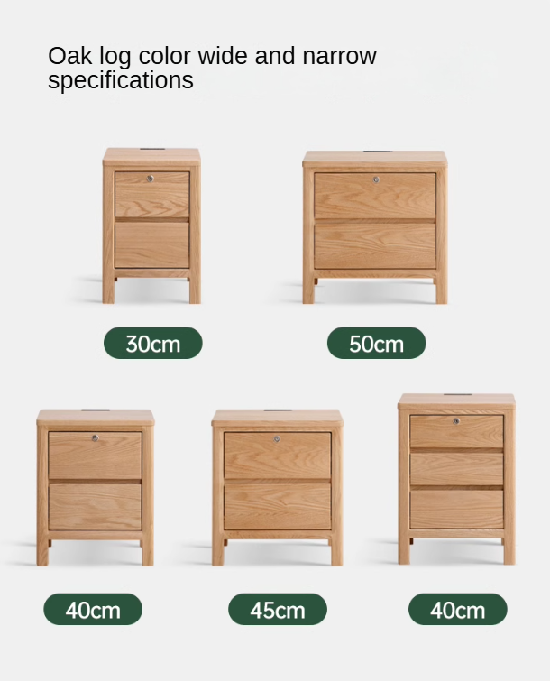 Solid Oak Wood Nightstand with Locking Drawer - Stylish and Durable Bedside Table for Bedroom, Living Room, or Guest Room