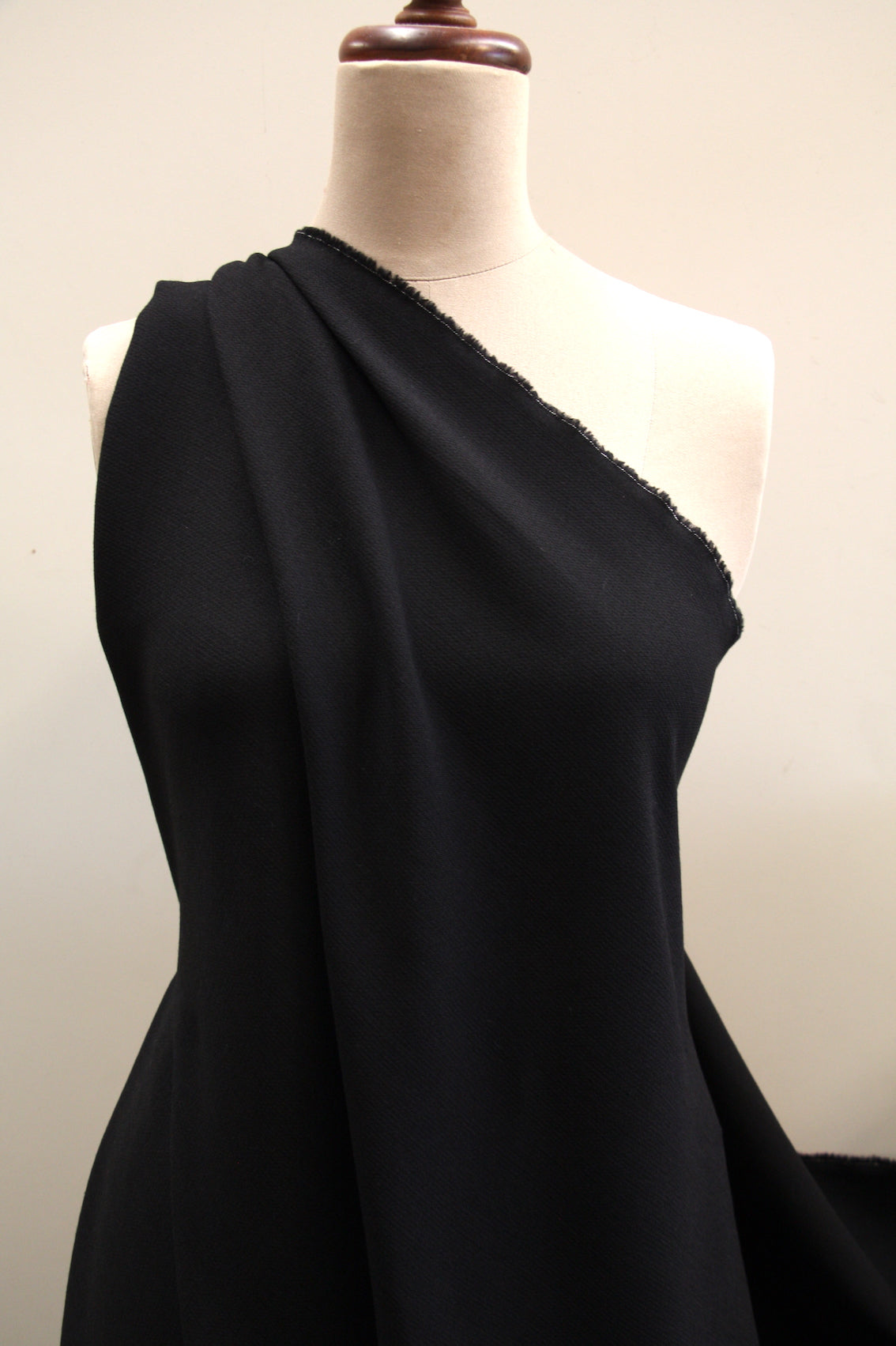 Black Ovino Crepe Fabric - Premium Textile for Dresses, Blouses & Formal Wear | Perfect for Evening Gowns, Bridal Attire & Special Occasions