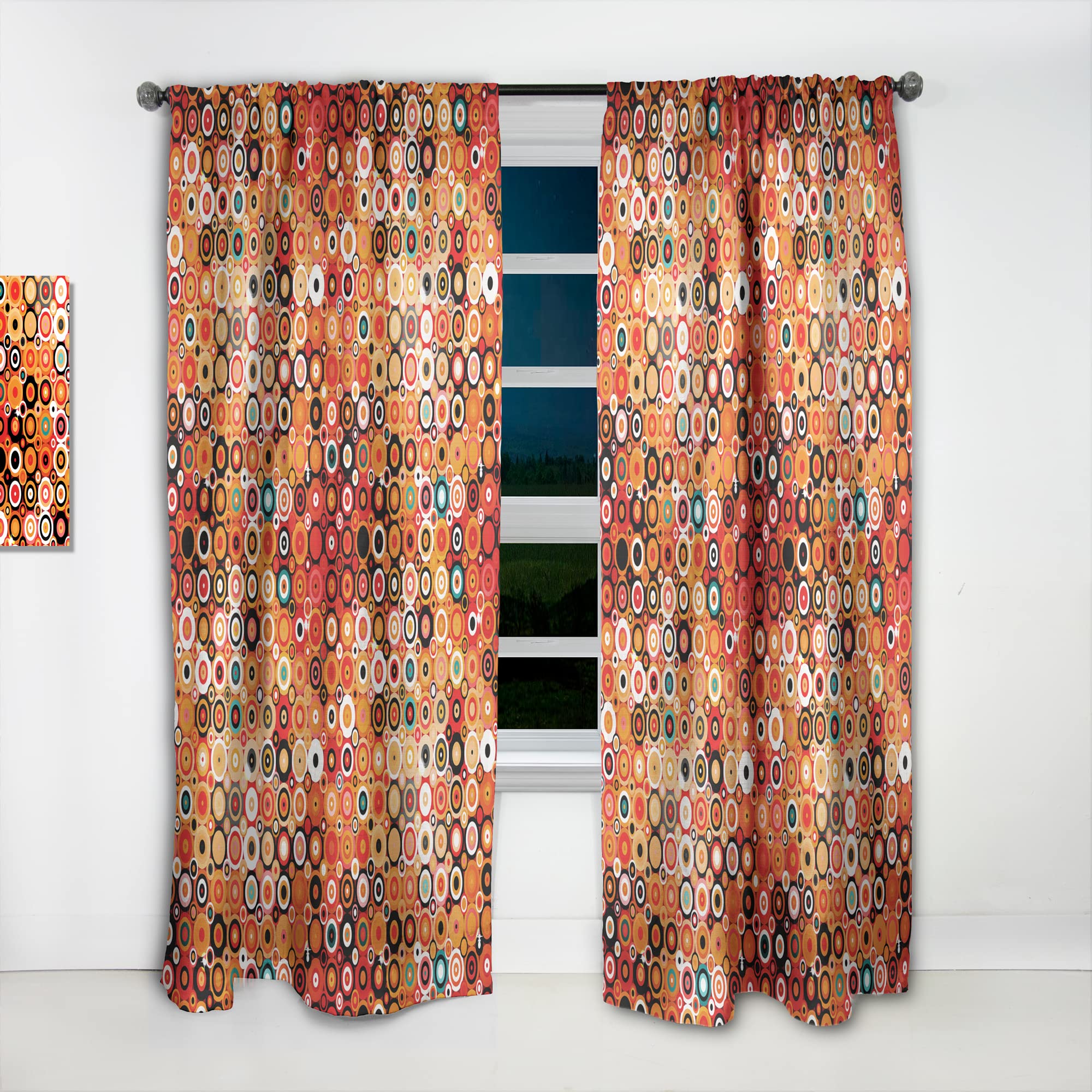 DesignQ Disco Style Pattern Blackout Curtains with Dots & Circles - Thermal Insulated Single Panel (52x120 inches) for Bedroom & Living Room - Perfect for Night Sleep, Home Theater & Light Control
