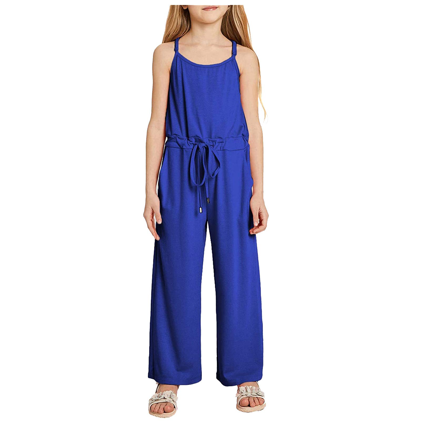 Tnookyon Adjustable Sleeveless Jumpsuit for Girls - Solid Color Kids Romper with Shoulder Straps | Perfect for Summer Playdates, Beach Outings & Casual Wear