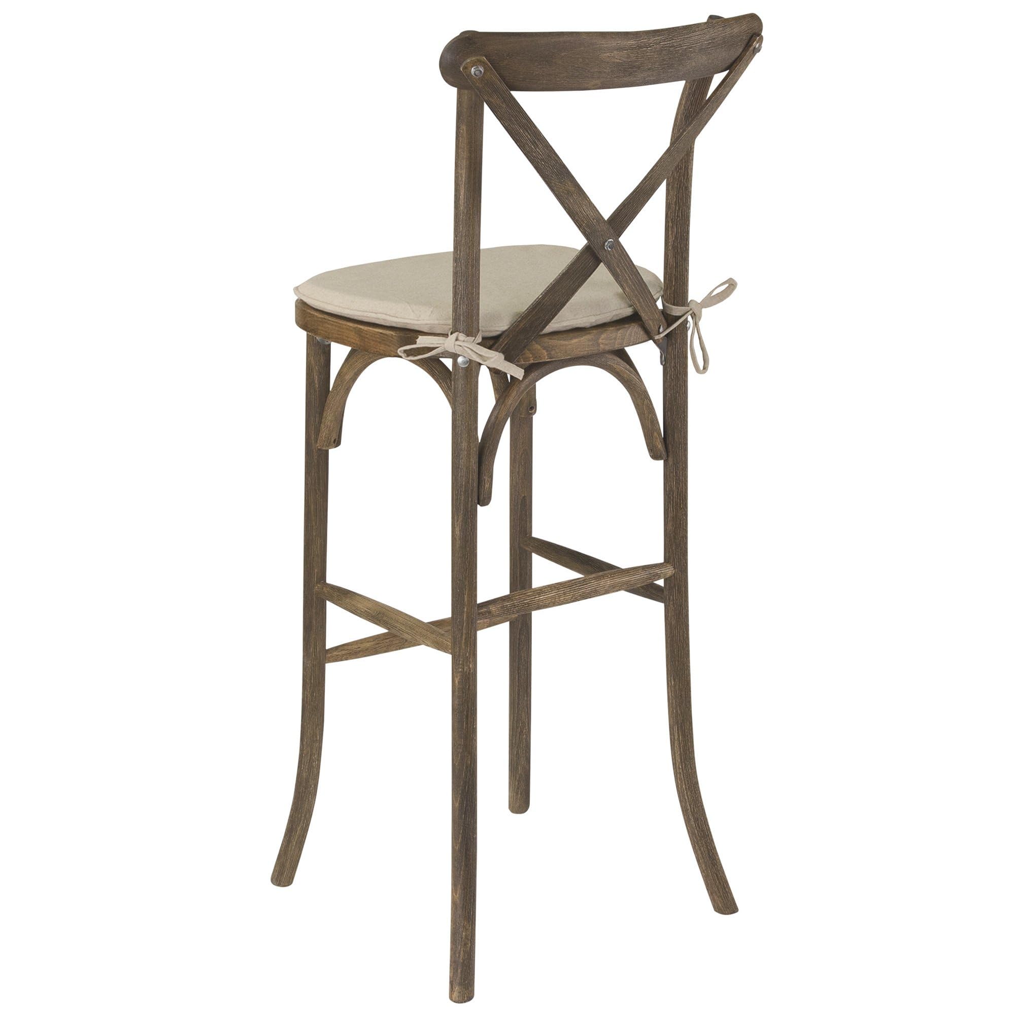 Flash Furniture Wood Cross Back Barstool - Dark Antique Finish, 1 Pack - Rustic Kitchen Island Stool, Bar Counter Stool for Home, Cafe & Restaurant Decor