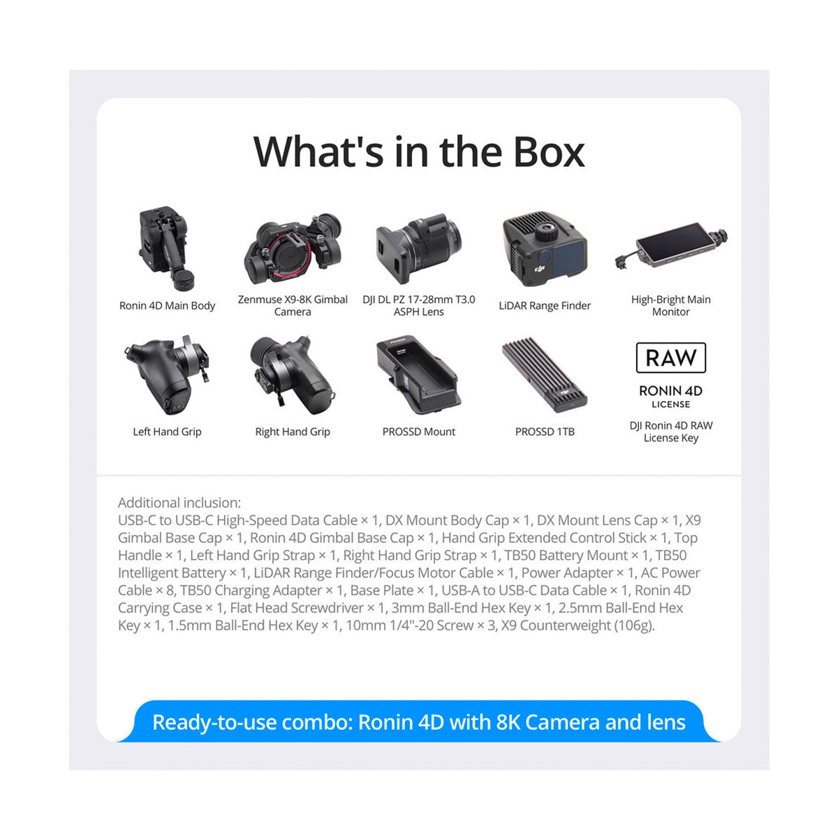 DJI Ronin 4D 8K Cinema Camera Combo Kit with DL PZ 17-28mm T3.0 ASPH Lens - 4-Axis Stabilization for Professional Filmmaking, Vlogging, and Live Streaming
