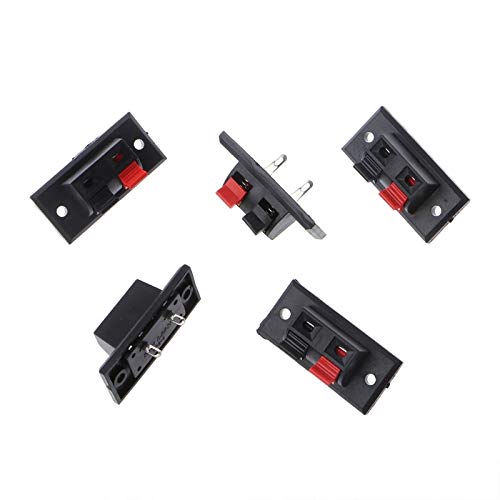 5Pcs 2-Position Push-in Spring Loaded Audio Speaker Terminal Connectors - High-Quality Panel Mount Jacks for Home Theater & Professional Sound Systems