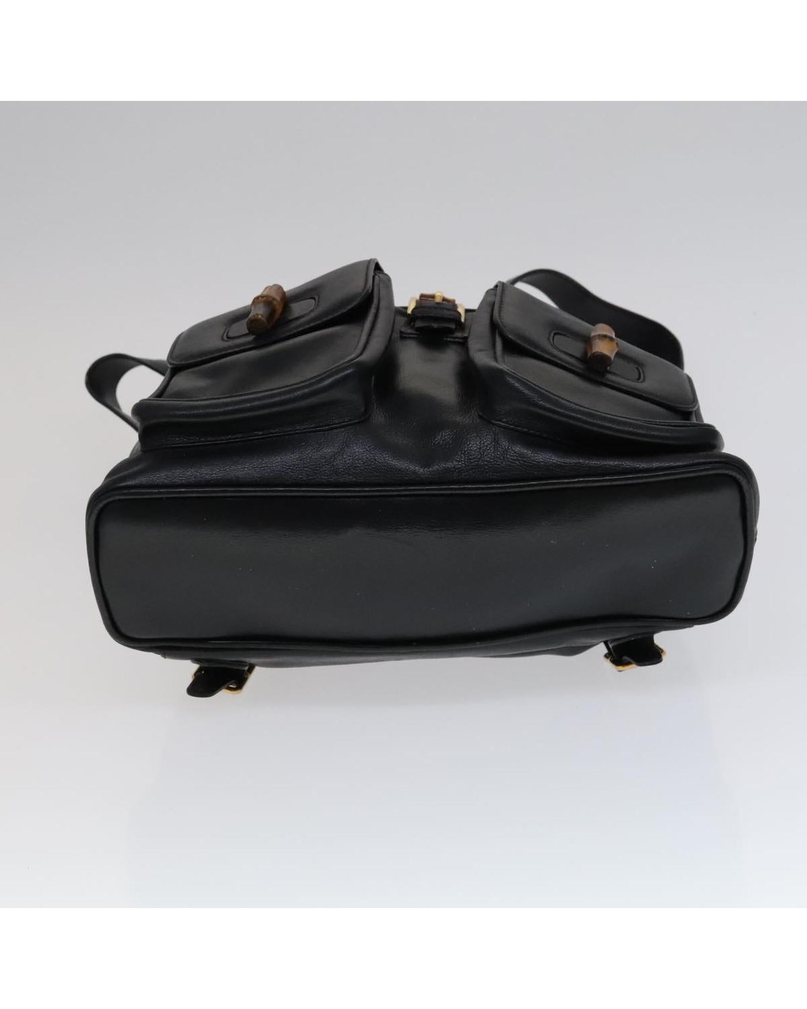 Premium Genuine Leather Backpack with Bamboo Handle - Stylish & Durable for Travel, Work & School