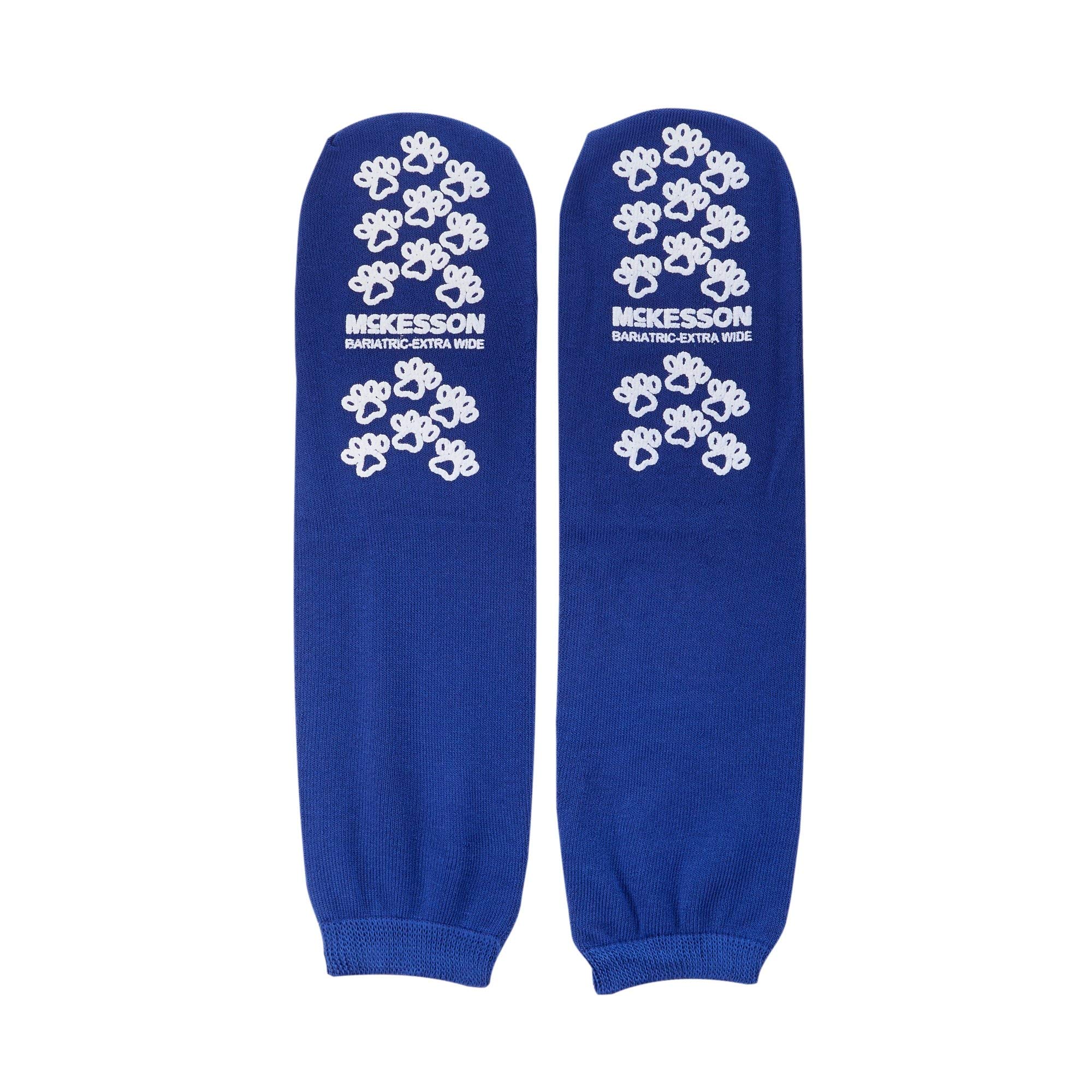 McKesson Non-Slip Terry Slipper Socks for Adults - Royal Blue, Size 12 & Up (96 Pairs) - Cozy Hospital & Home Footwear for Patients & Seniors