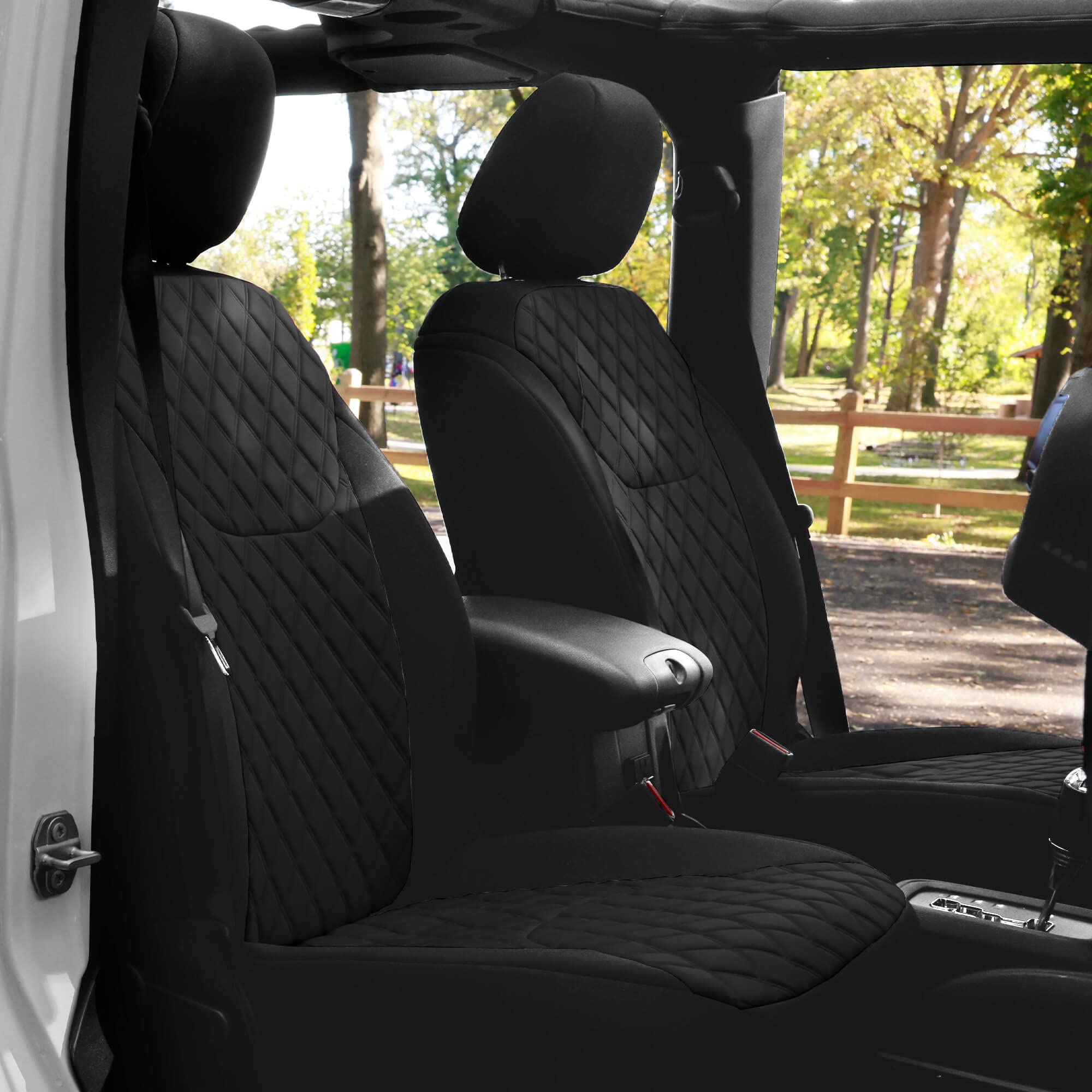 FH Group Custom Fit Neoprene Seat Covers for 2007-2017 Jeep Wrangler JK 4 Door | Water Resistant 1st & 2nd Row Car Seat Protectors | Full Set Blue Automotive Accessories | Perfect for Off-Roading, Camping & Daily Commute