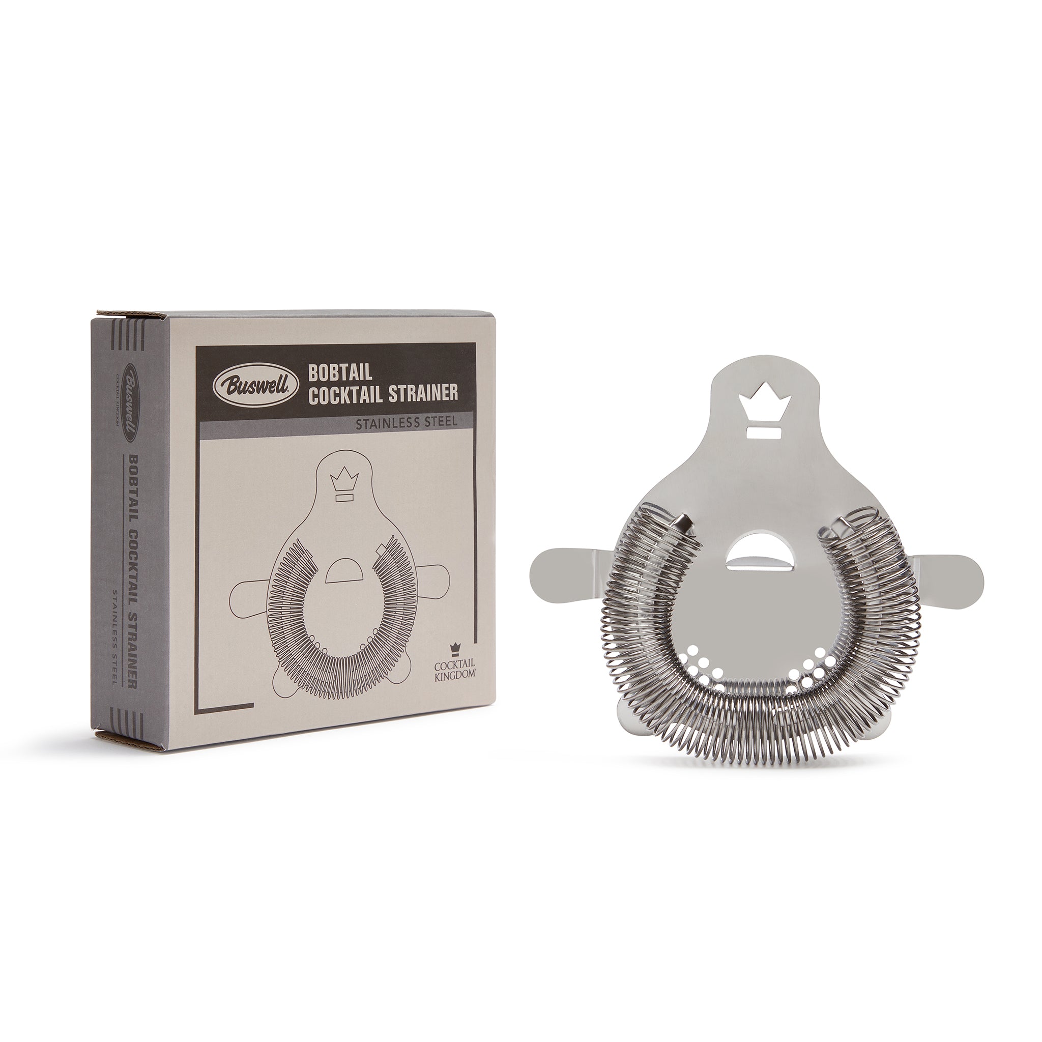 BUSWELL® BOBTAIL Cocktail Strainer - Premium Stainless Steel Bar Tool for Mixing, Filtering, and Serving Cocktails - Perfect for Home Bars, Professional Bartending, and Cocktail Parties