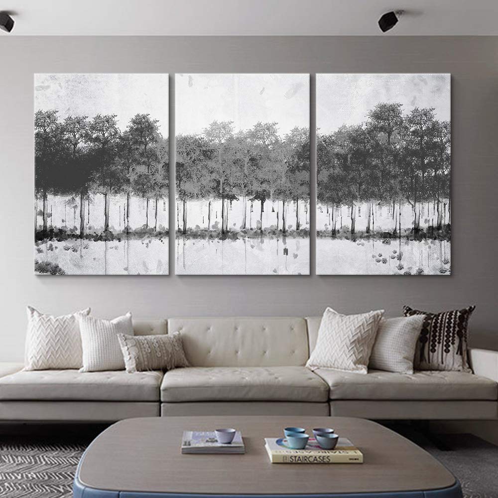 Wall26 - 3 Panel Abstract Tree Forest Oil Painting Canvas Wall Art - Giclee Print for Bedroom, Living Room & Home Decor - 24