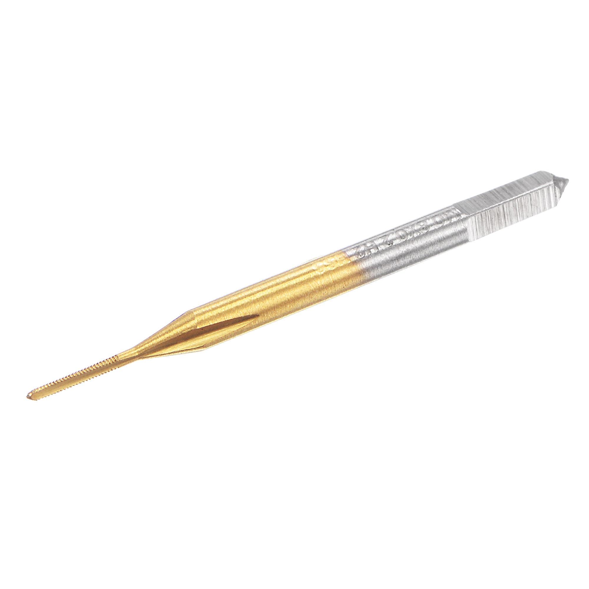 Metric M0.8 x 0.2 Titanium Coated Cobalt HSS Thread Tap - High Speed Steel 3 Flute Mini Micro Screw Tapping Tool for Watch & Clock Repair | Precision Machining, Jewelry Making, Small Metalworking Projects