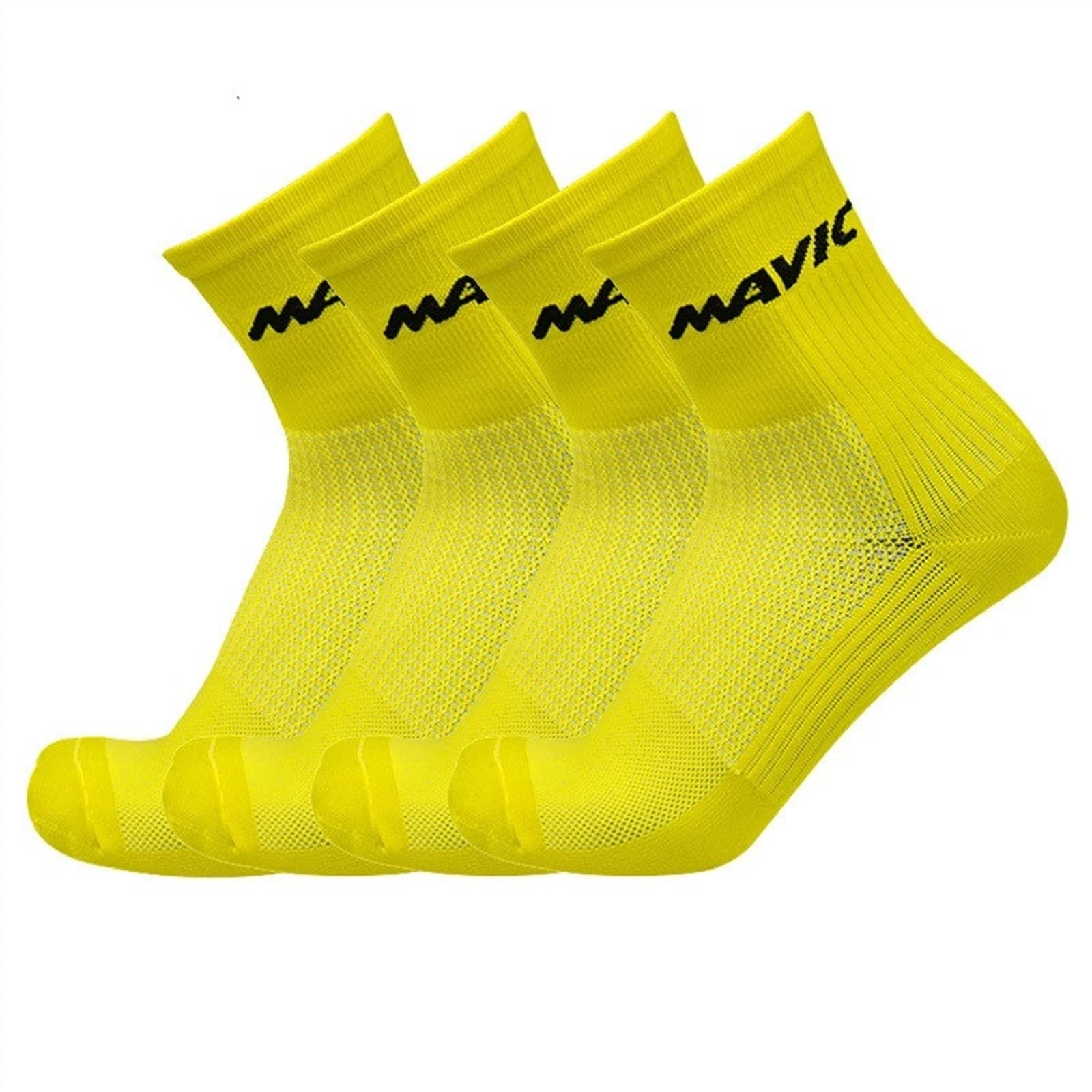 4 Pairs of Breathable Cycling Socks for Men & Women - Moisture Wicking Professional Bike Socks for Road & Mountain Biking - Ideal for Cycling, Spinning, and Outdoor Sports Activities