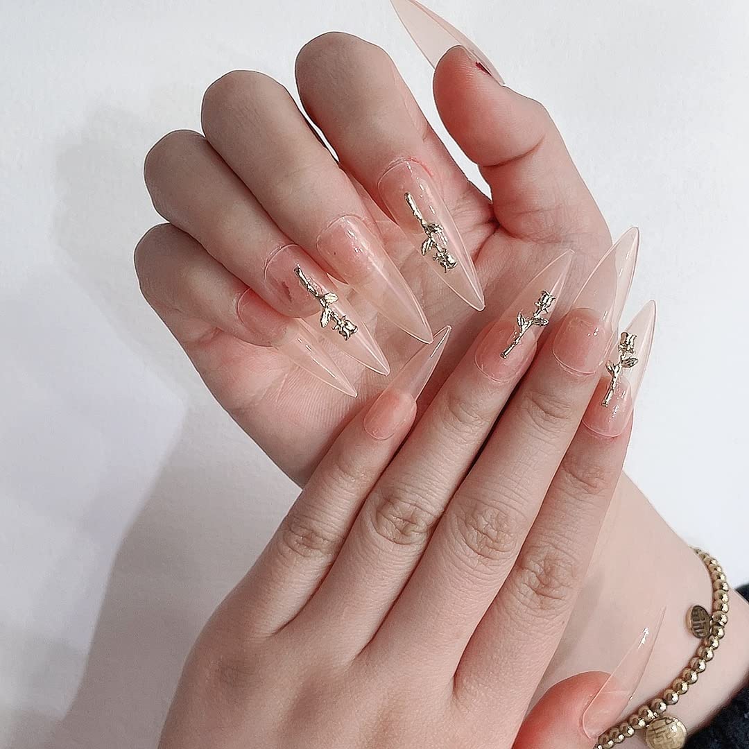 24Pcs Full Cover French Press on Nails - Coffin Shape Acrylic Fake Nails for Women, Reusable False Nails with Pink French Tip Design | Perfect for Parties, Weddings, Date Nights & Special Occasions