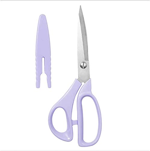 8-Inch All-Purpose Lightweight Tailor Scissors with Safety Cover - Multipurpose Household Scissors for Sewing, Fabric Cutting, Arts & Crafts, Office Use (Yellow/Purple) - Perfect for DIY Projects, Quilting & Home Organization
