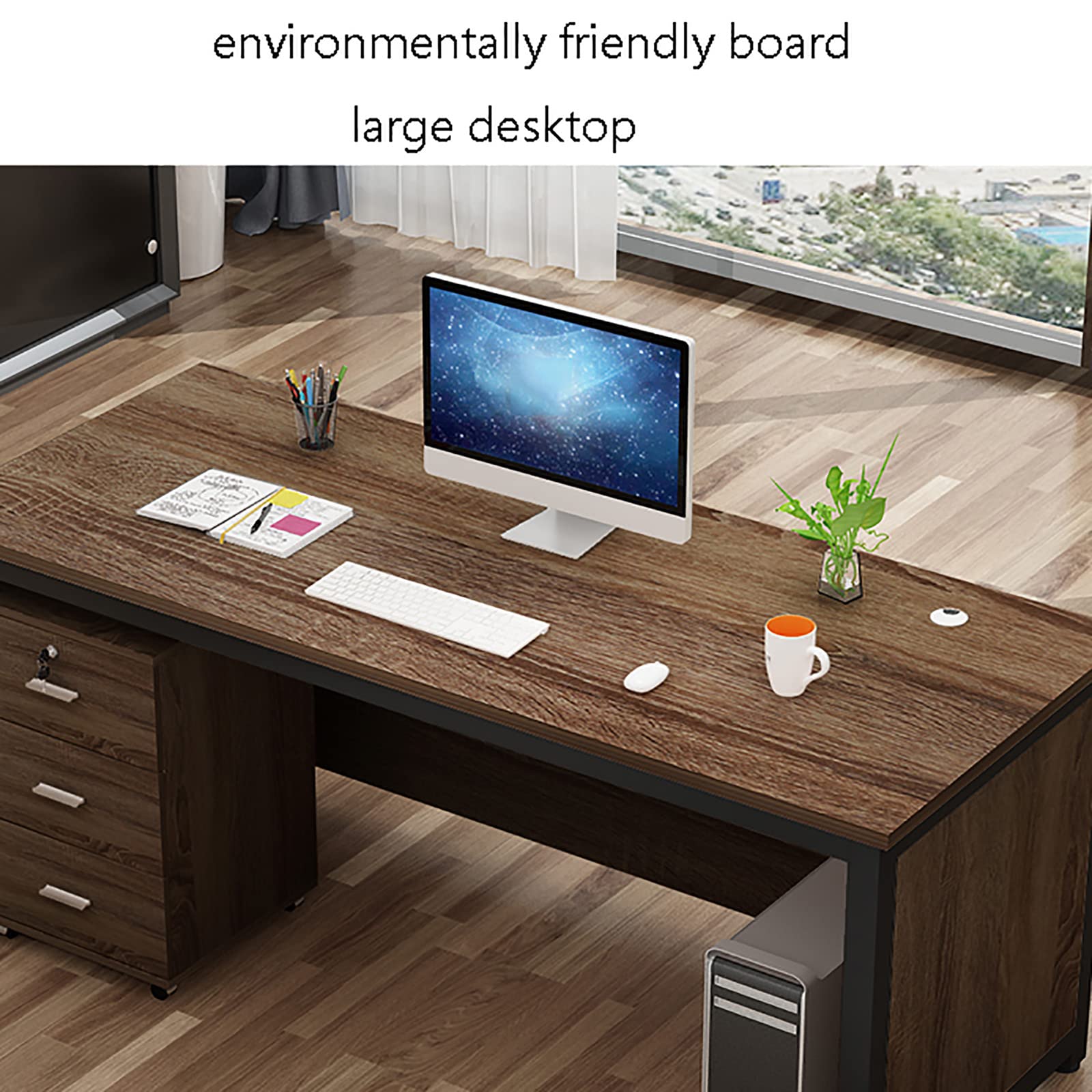 Modern Computer Desk with Drawer Cabinet - Multifunctional Home Office Writing Desk & Gaming Table, White - Perfect for Small Spaces, Work from Home & PC Gaming Setup
