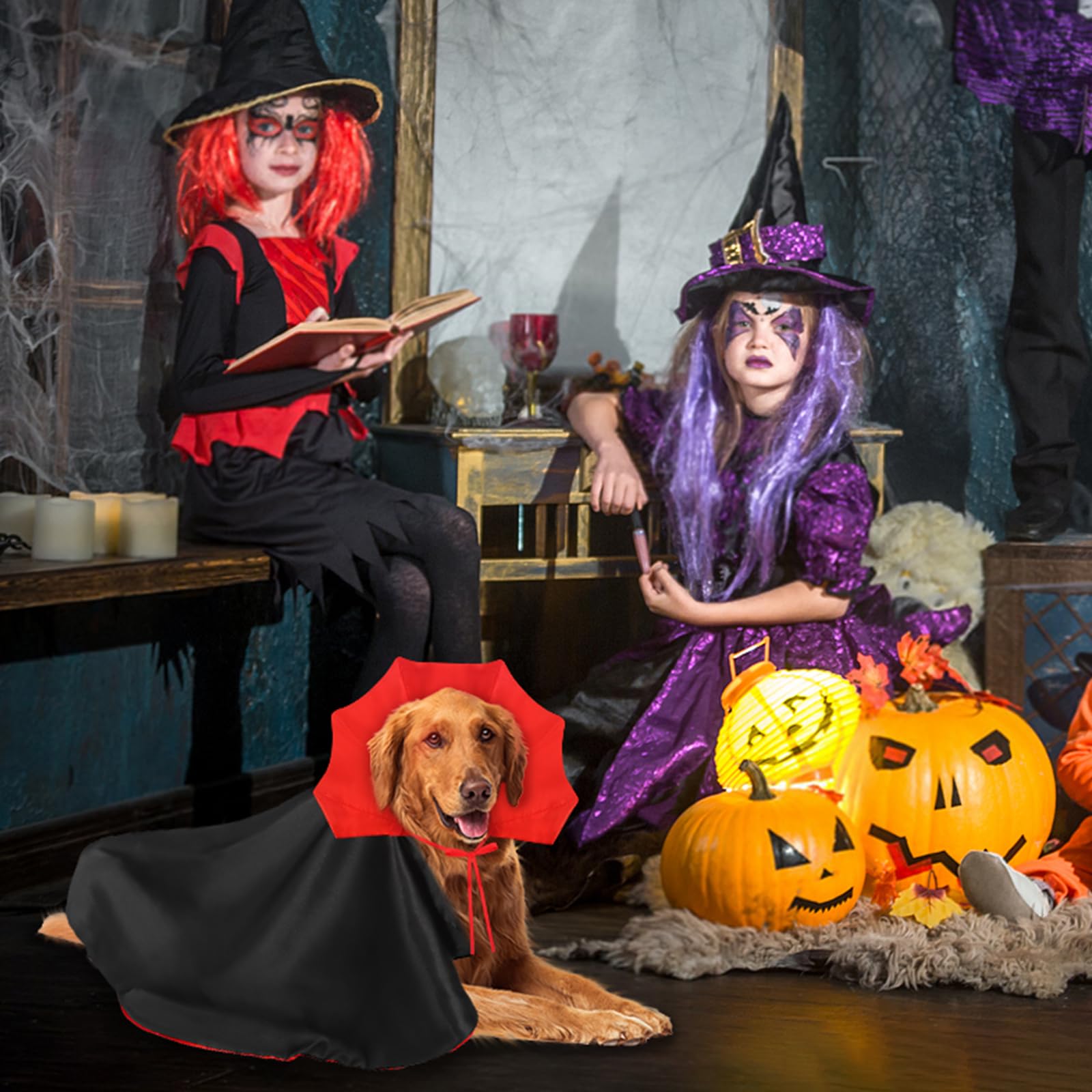 Dog Vampire Costume & Devil Cloak - Halloween Pet Costume for Small, Medium & Large Dogs | Cute Halloween Outfit for Parties & Photo Shoots
