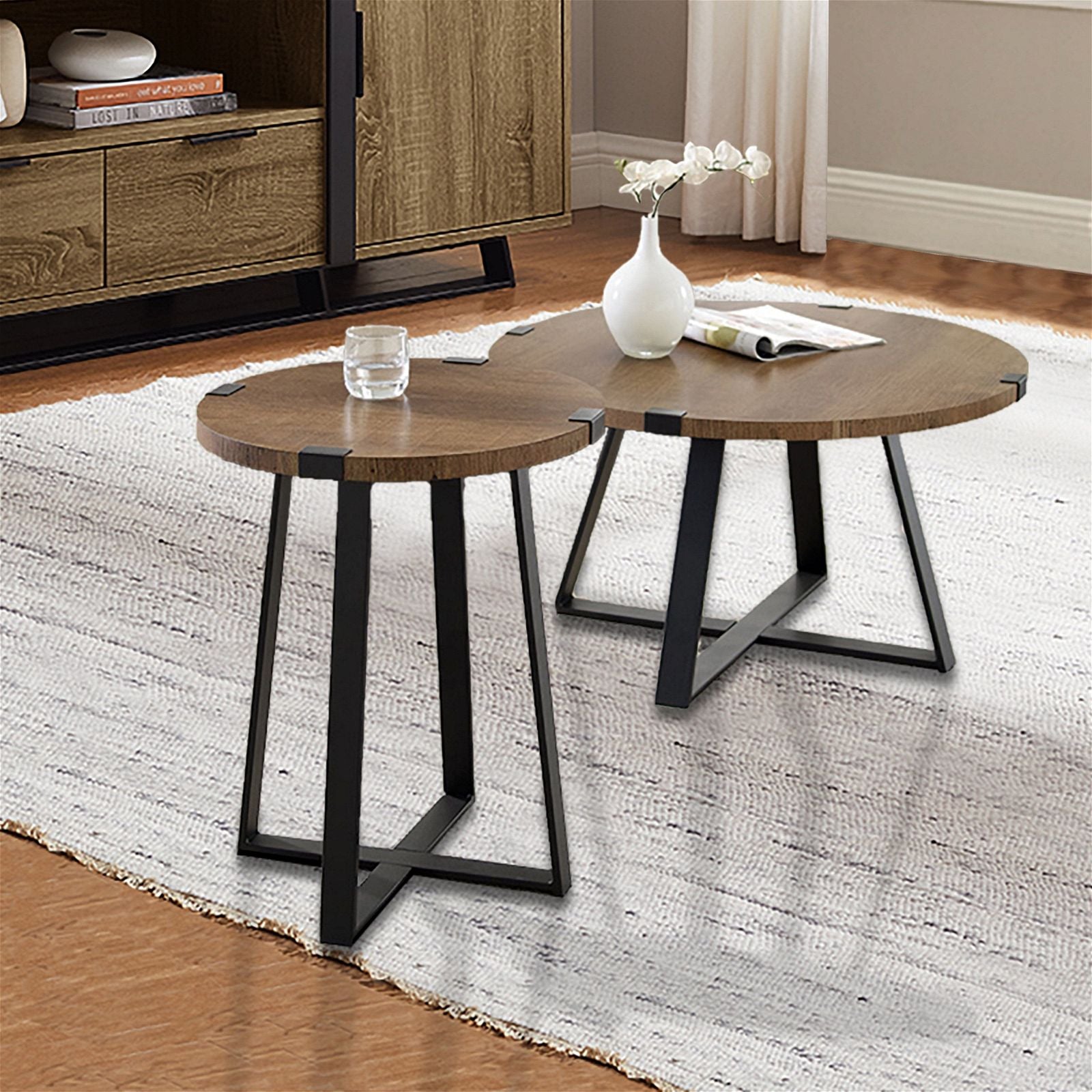 Criterion Dark Oak Capri Round End Table - Stylish Side Table for Living Room, Bedroom, or Office Decor