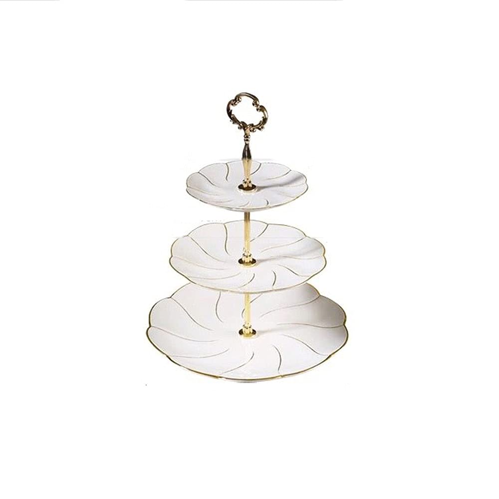 European-Style 3-Tier Ceramic Dessert Stand for Wedding, Afternoon Tea & Home Decor - Modern Cake & Fruit Display Plate for Living Room (Size B) - Perfect for Parties, Bridal Showers & Elegant Gatherings