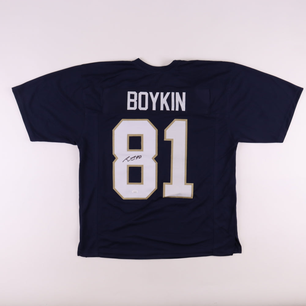 Miles Boykin Autographed Notre Dame Blue #81 Custom Football Jersey - Perfect for Collectors, Fans, and Sports Memorabilia Displays