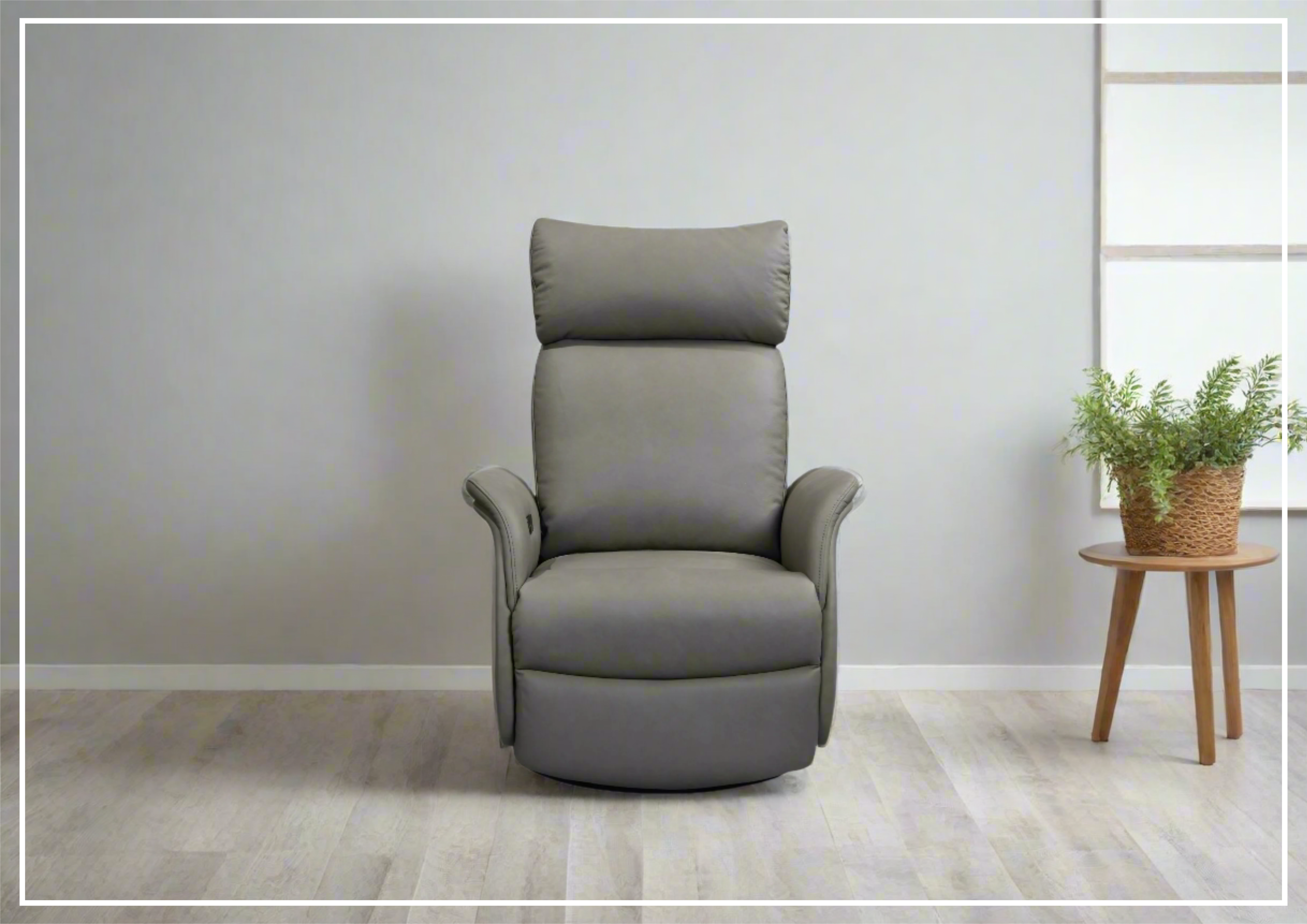 Gio Italia Tessa Genuine Leather Recliner Chair with 360° Swivel Base - Gray Living Room Recliner for Home Theater, Gaming & Relaxation