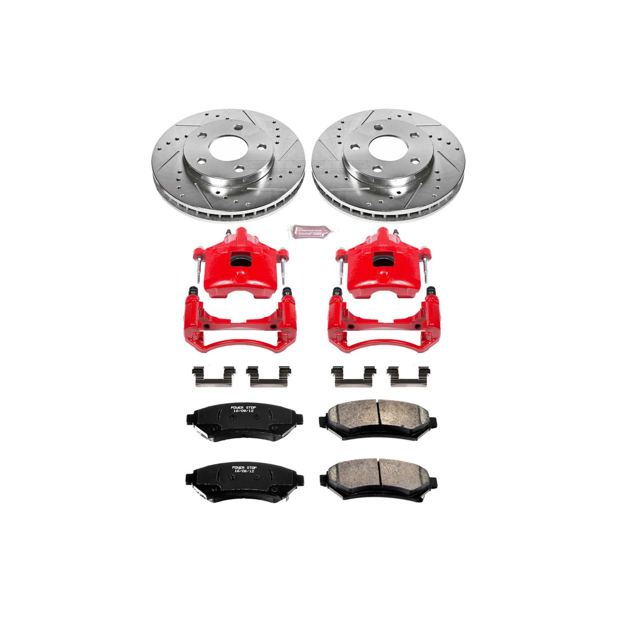 Power Stop KC2553 Front Brake Kit with Calipers - Compatible with Buick Century/LeSabre/Regal, Pontiac Bonneville/Grand Prix/Montana/Trans Sport, Oldsmobile Intrigue/Silhouette | Complete Brake System Upgrade for Smooth Stopping & Enhanced Safety | Ideal for Daily Commuting, Highway Driving & Heavy Loads