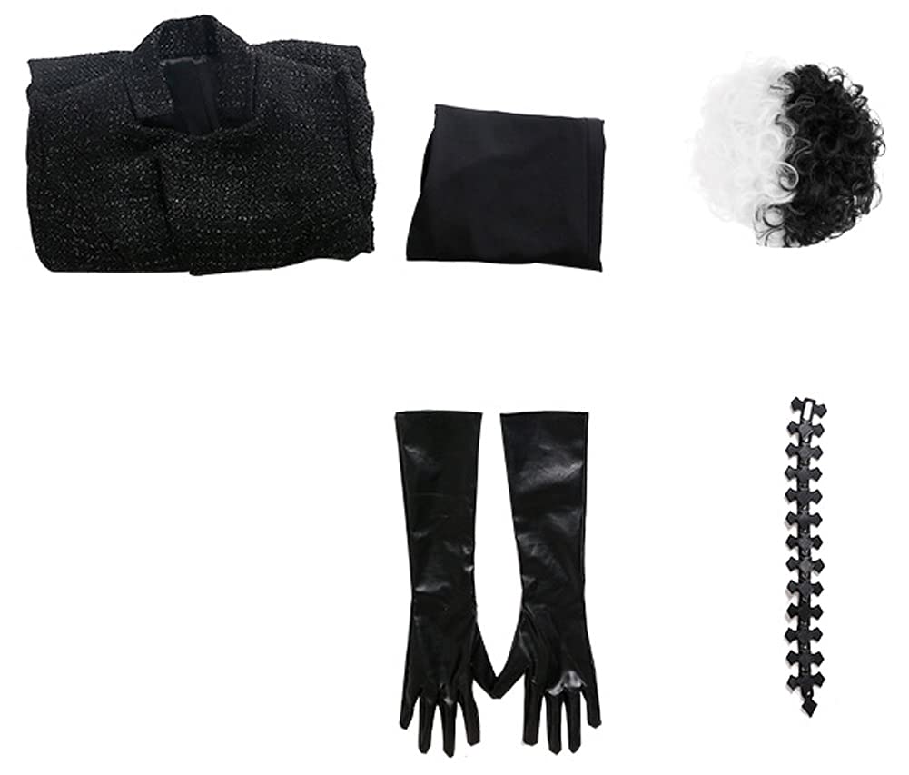 Women's Cruella De Vil Costume Coat & Dress Set - Halloween Cosplay Outfit for Adults | Perfect for Costume Parties, Themed Events & Disney Character Dress-Up