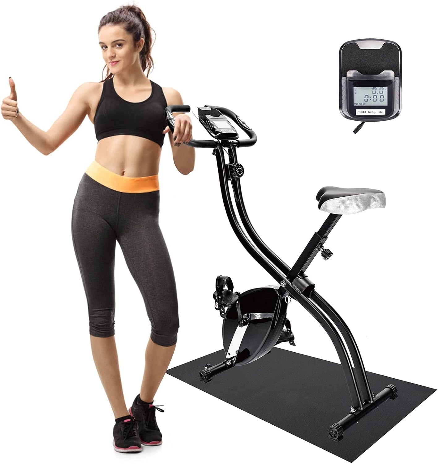 Foldable Magnetic Upright Exercise Bike with LCD Display - Adjustable Comfort Seat for Home & Office Workouts - Perfect for Cardio Training, Indoor Cycling & Small Spaces