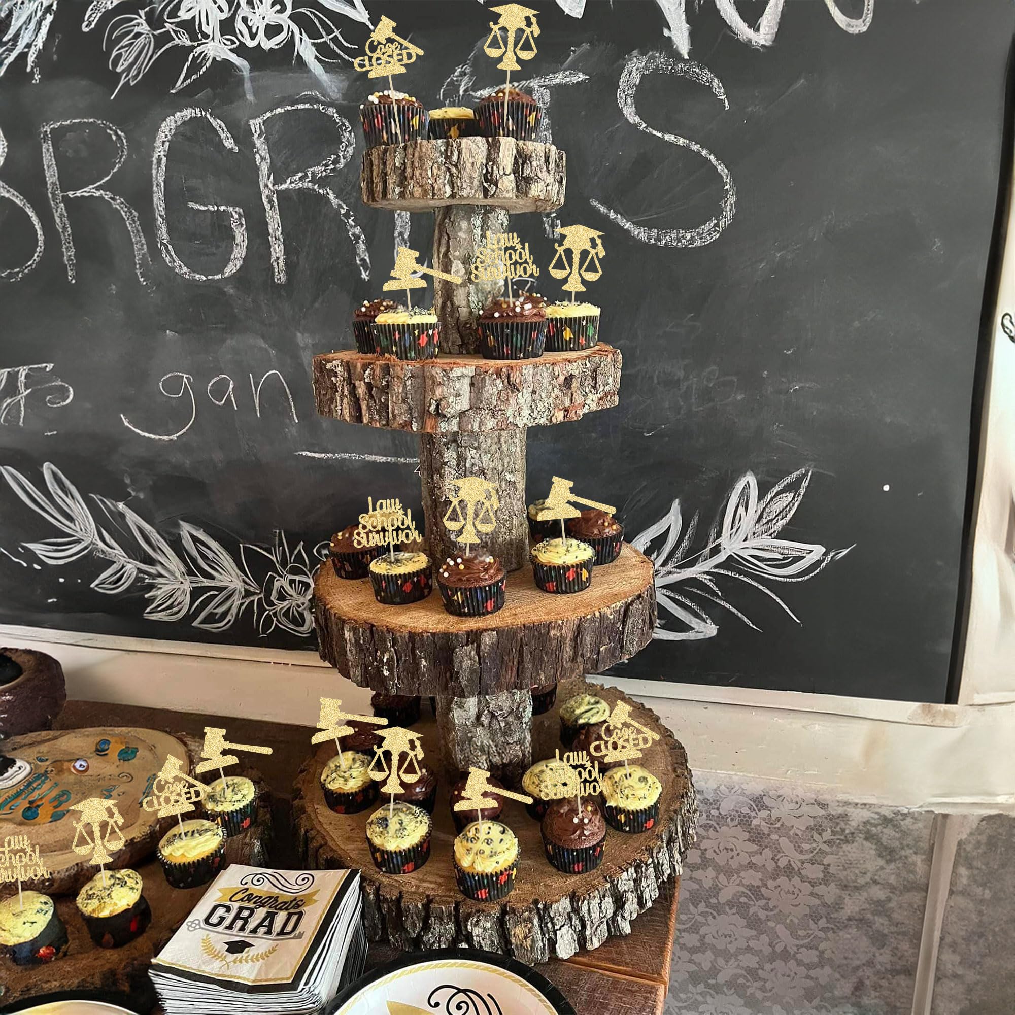 24Pcs Gold Glitter Lawyer Graduation Cupcake Toppers - Class of 2025 Law School Survivor Cake Decorations for Graduation Party Supplies | Perfect for Law School Grad Celebrations, Office Parties & Congratulations Gifts