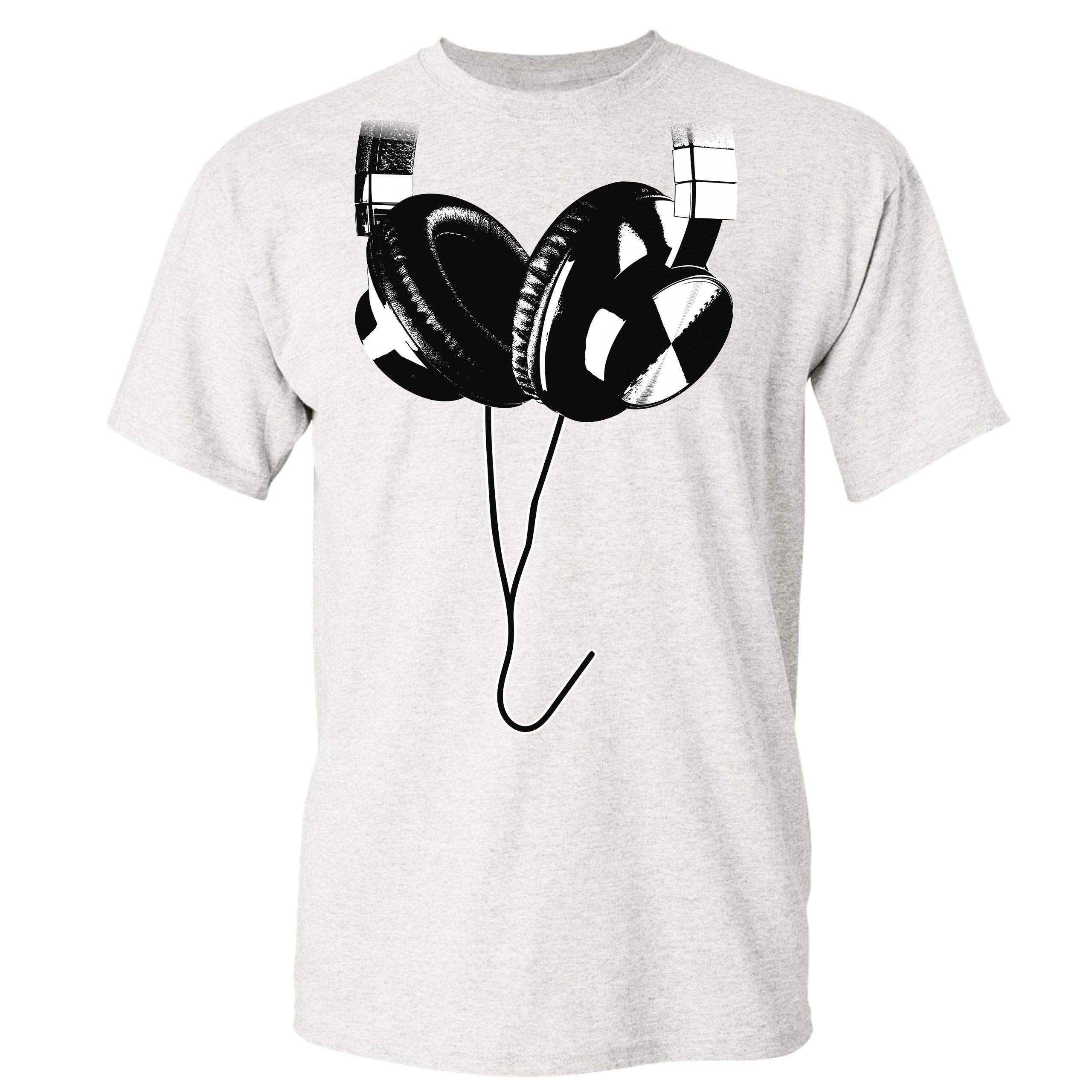DJ Music T-Shirt with Huge Hanging Headphones Design - Cool Graphic Tee for Music Lovers, DJs & Concerts