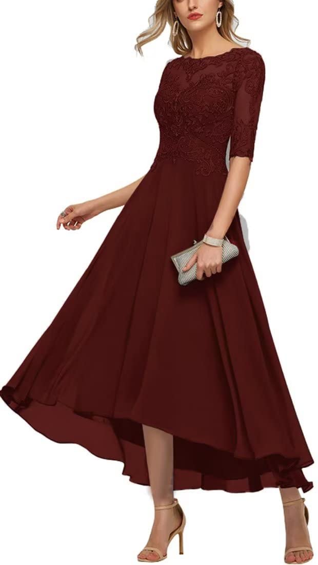 Elegant Lace Applique Mother of the Bride Dress - Half Sleeve Formal Evening Gown for Weddings, Parties & Special Occasions | Women's Wedding Guest Dress