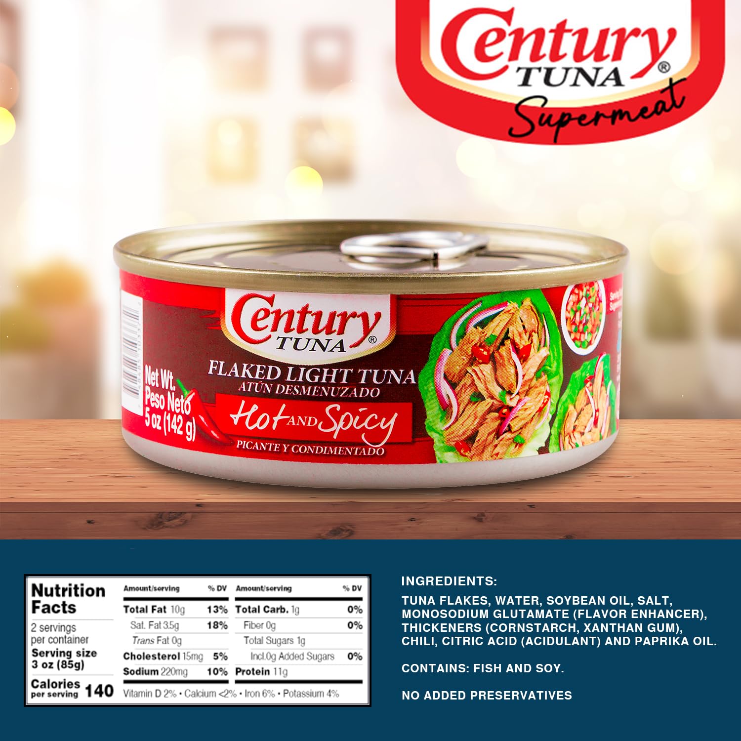 Century Tuna Hot and Spicy Flavor - 12 Pack (4.9 oz Cans) | Premium Canned Tuna for Sandwiches, Salads & Quick Meals