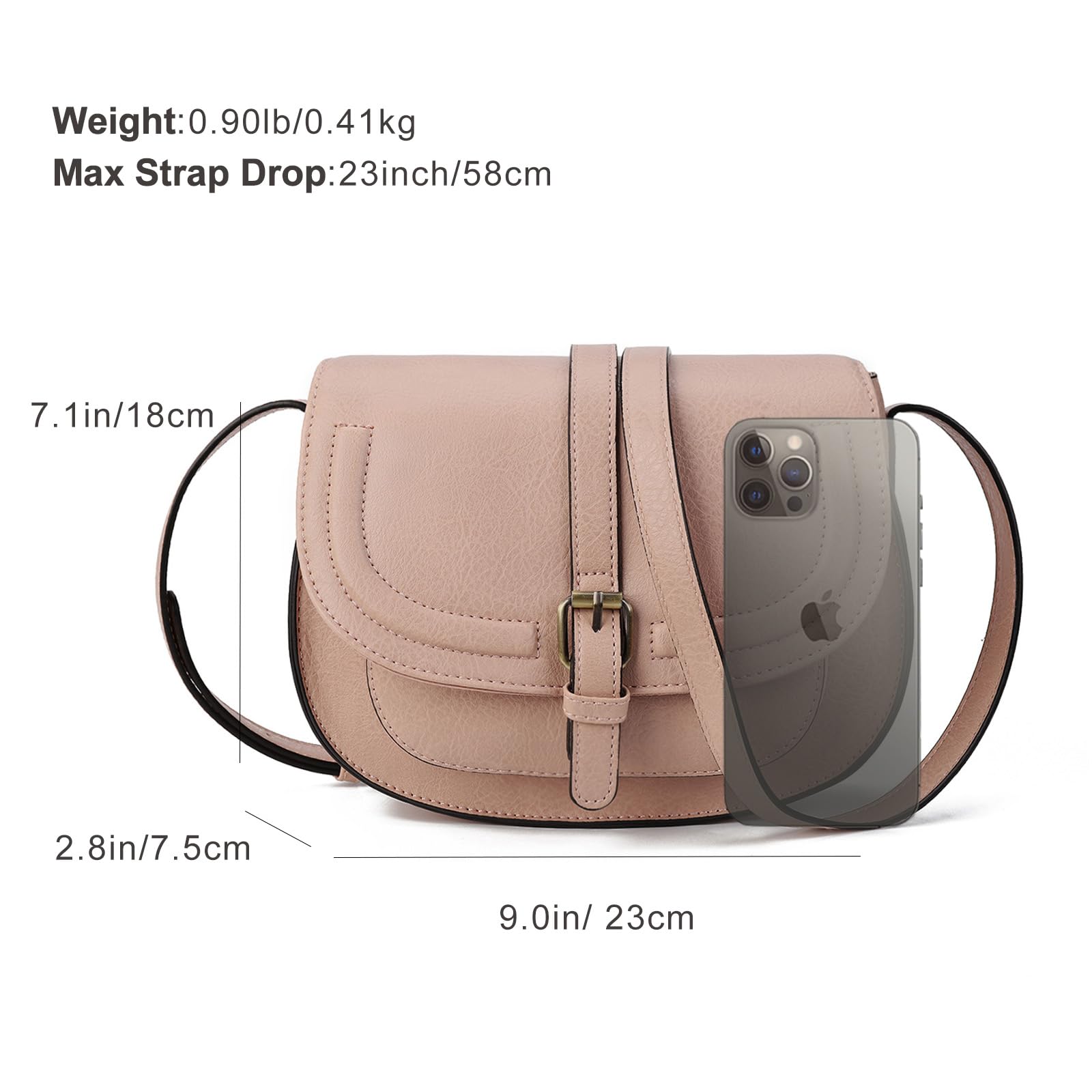AFKOMST Women's Small Crossbody Bag - Vegan Leather Saddle Purse & Boho Handbag for Everyday Use, Travel, and Casual Outings