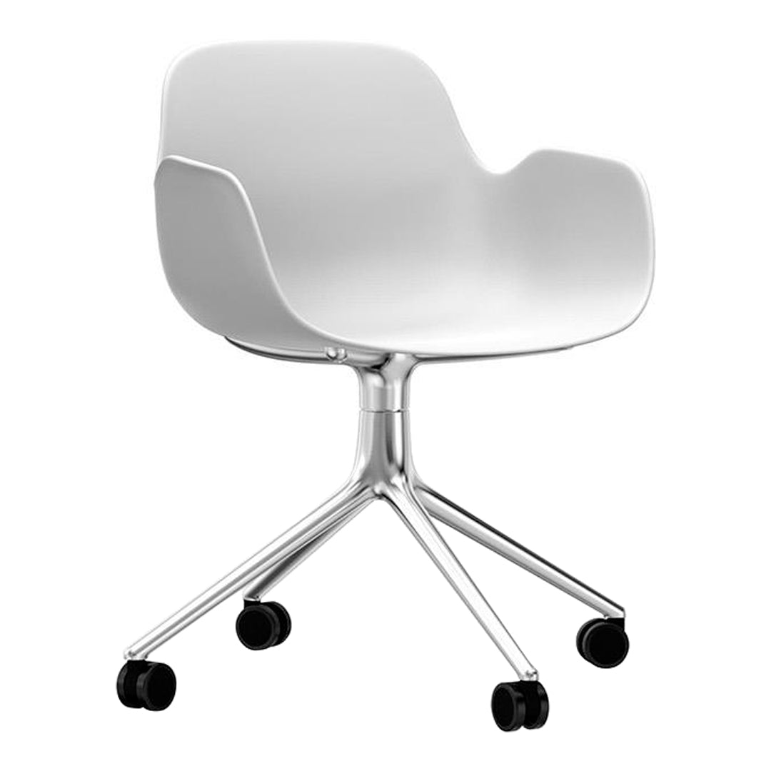 Modern Form Armchair with 4-Wheel Swivel Base - Ergonomic Office Chair for Home & Workspace - Perfect for Desks, Living Rooms, and Study Areas
