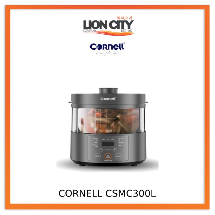 Cornell Steam Multi Cooker 6-in-1 Electric Rice Cooker with Low Carb & Waterless Soup Function - 3L Capacity for Healthy Cooking, Meal Prep & Family Dinners (CSMC300L) - Perfect for Keto Diet, Soup Making & Asian Cuisine