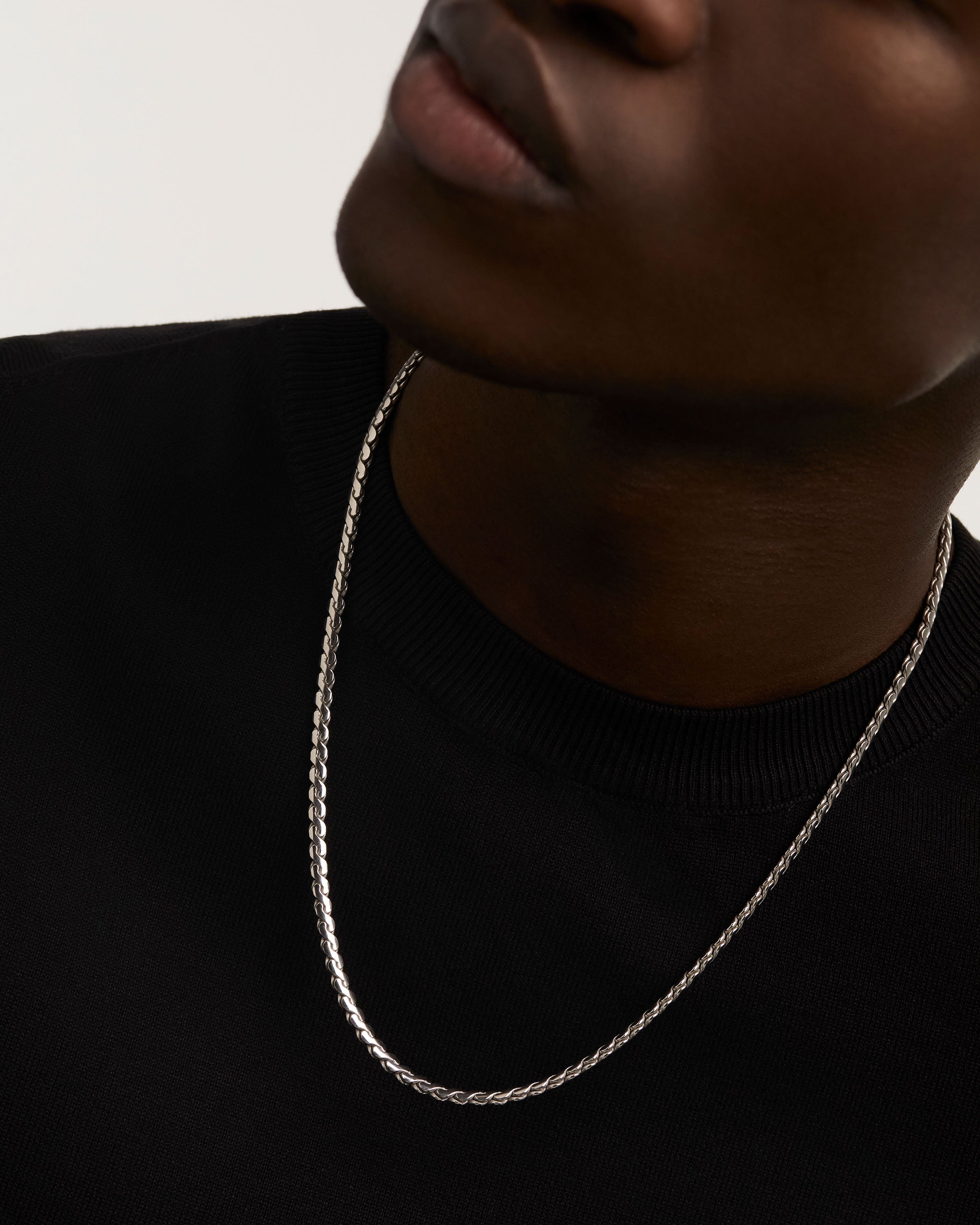 Stylish Large Serpentine Silver Chain Necklace for Women - Elegant Layering Piece for Everyday Wear, Date Nights & Special Occasions
