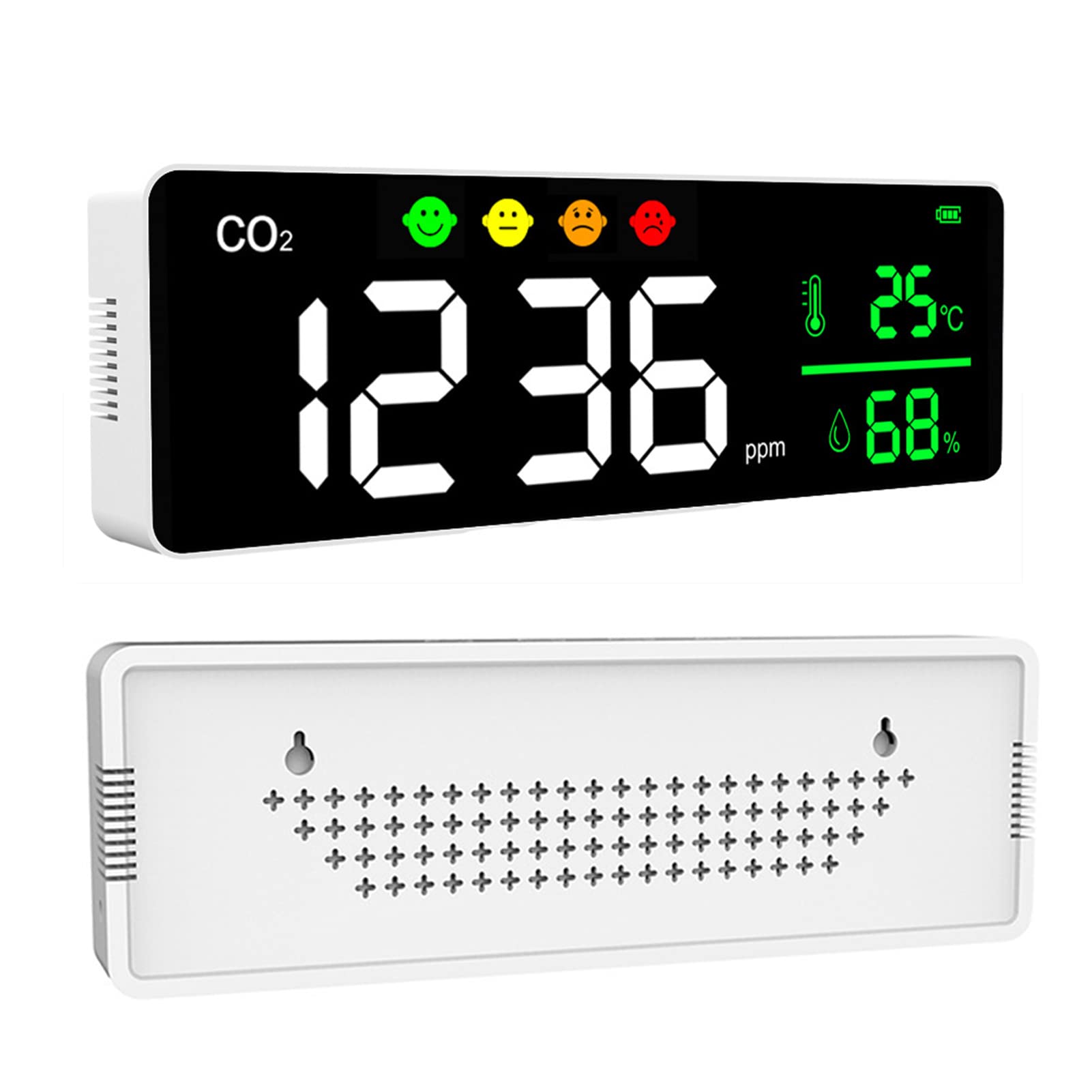Boyuan 3-in-1 CO2 Detector & Air Quality Monitor - Measures Carbon Dioxide (400-5000ppm), Temperature & Humidity with LCD Display - Ideal for Home, Office, School & Indoor Air Safety