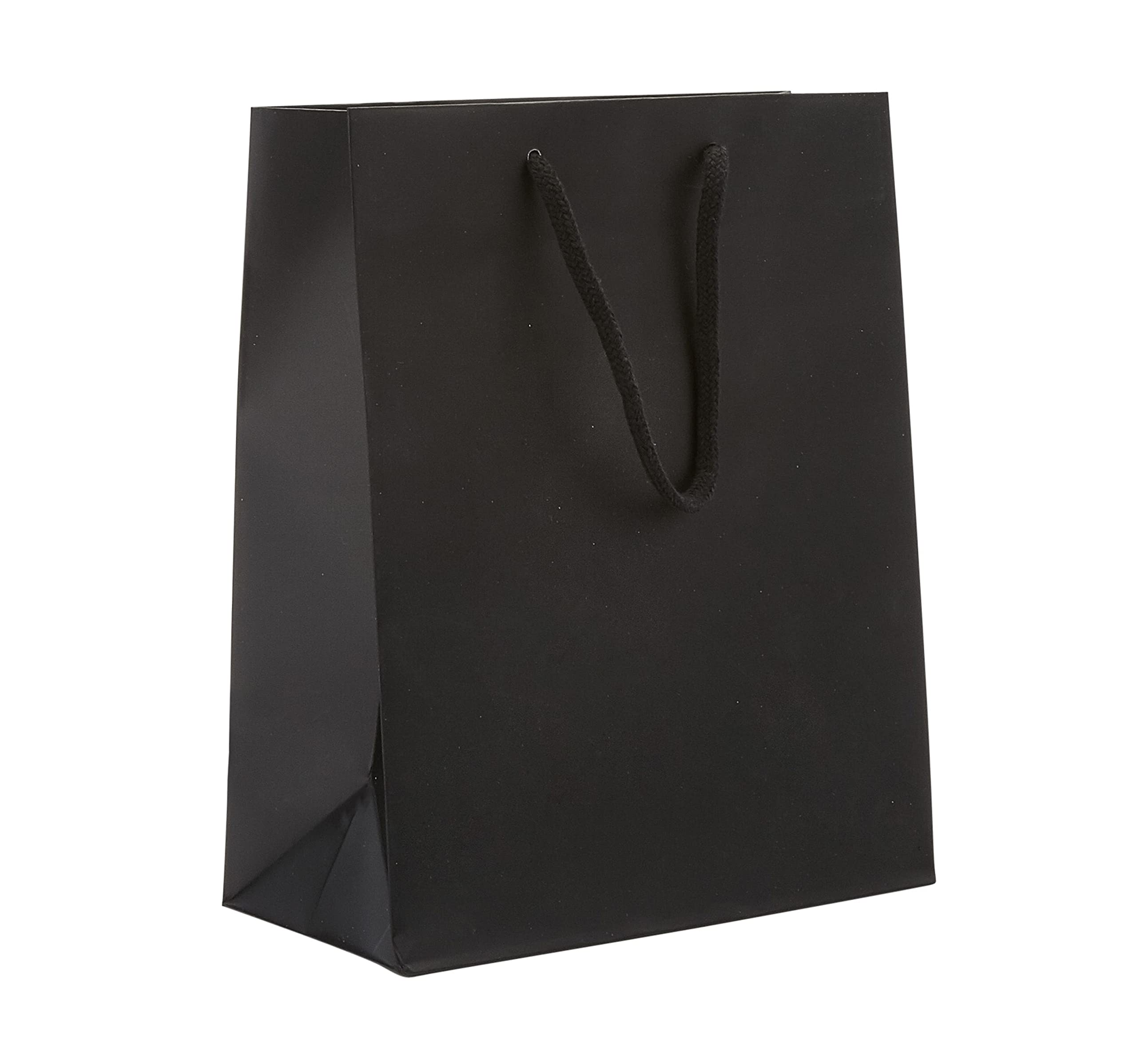 Black Matte 8x4x10 Inch Reusable Paper Euro Tote Bags - Pack of 100 | Eco-Friendly Gift & Shopping Bags for Retail Stores, Boutiques & Events