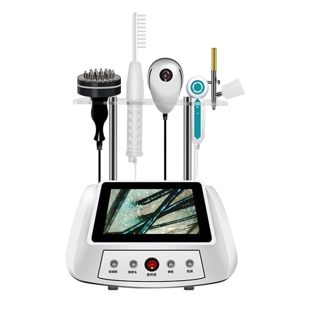 200X Hair & Skin Analyzer - 5-in-1 Hair Diagnostic Kit with Follicle Detector, Oil & Moisture Tester, Massage Comb - Professional Hair Loss Analysis for Dryness, Flexibility & Scalp Health (8 Inch) - Perfect for Salons, Home Hair Care & Scalp Treatment