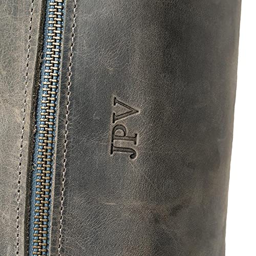 PEGAI Personalized Leather Travel Toiletry Bag for Men | Handmade Top Grain Distressed Dopp Kit, Shaving Kit Case & Travel Organizer - Perfect for Business Trips, Camping & Grooming Essentials (Lee Rock)
