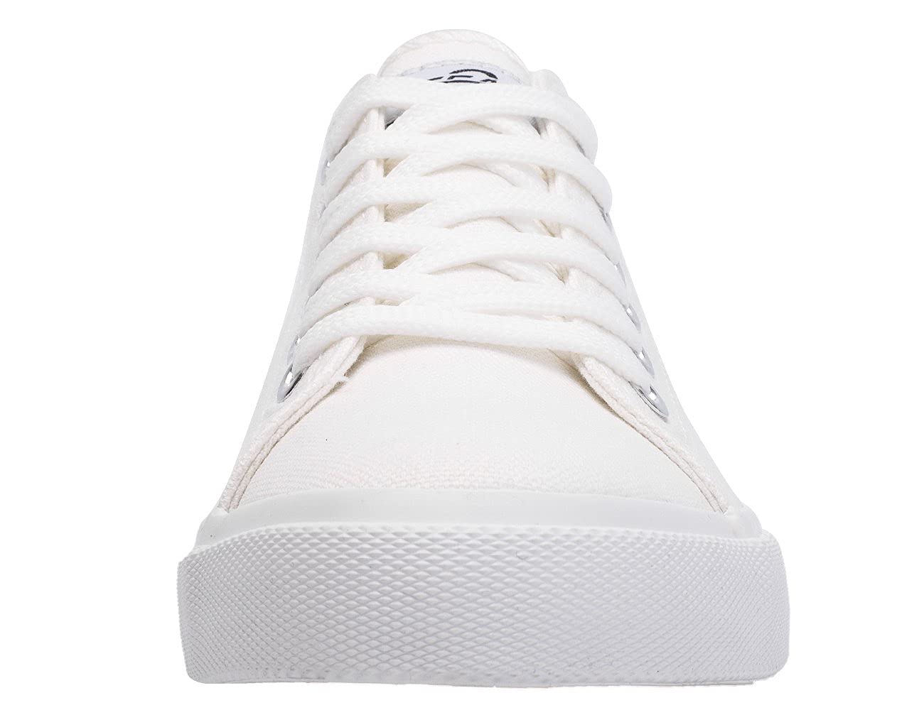 True to Size Retro Low Top Canvas Sneakers for Men & Women - All White Casual Skateboard Shoes with Grip Sole - Comfortable Tennis Shoes for Walking, Running & Streetwear (US Size 9, Medium Width)